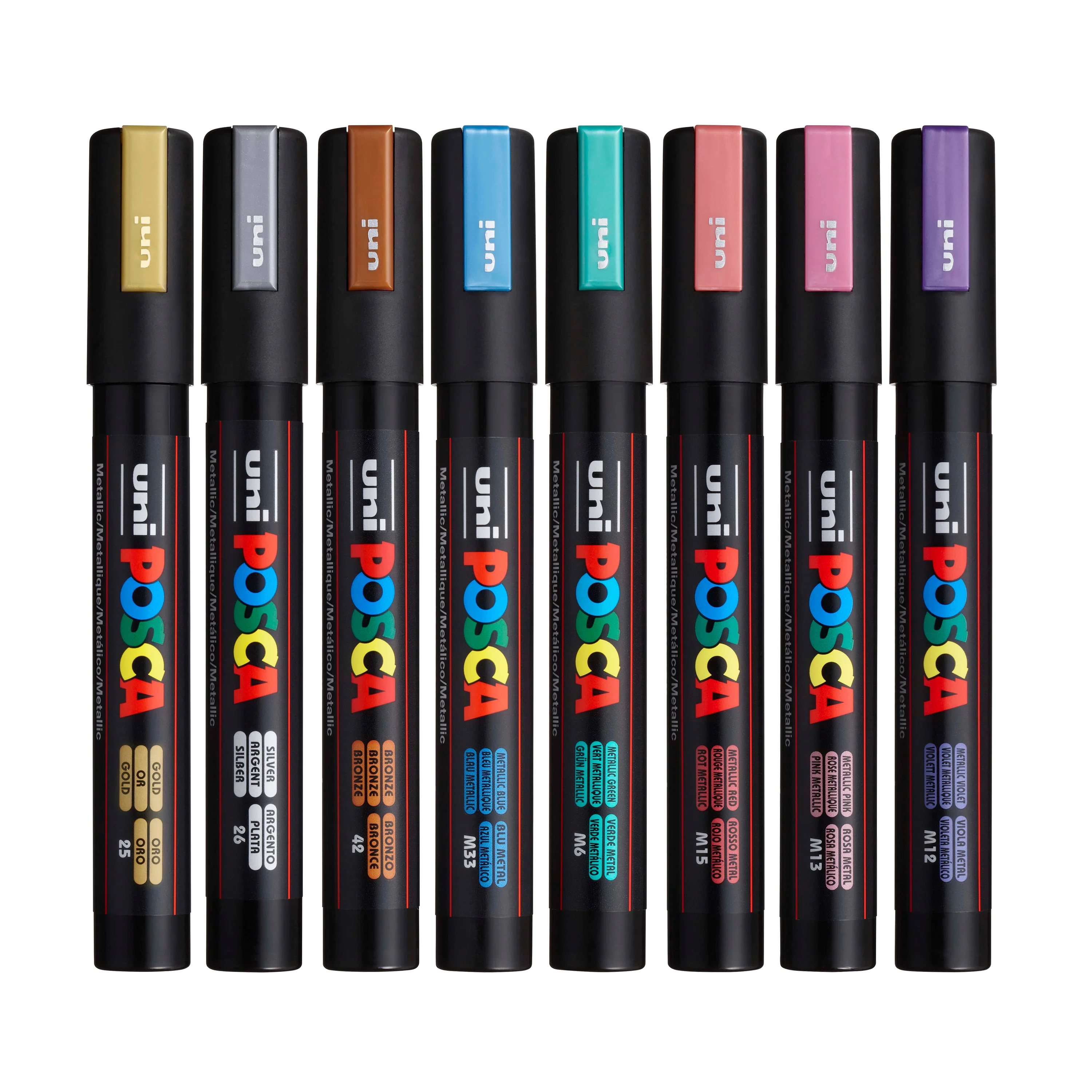 POSCA Acrylic Paint Marker PC-5M Medium Metallic Colours Set of 8 - Image 3