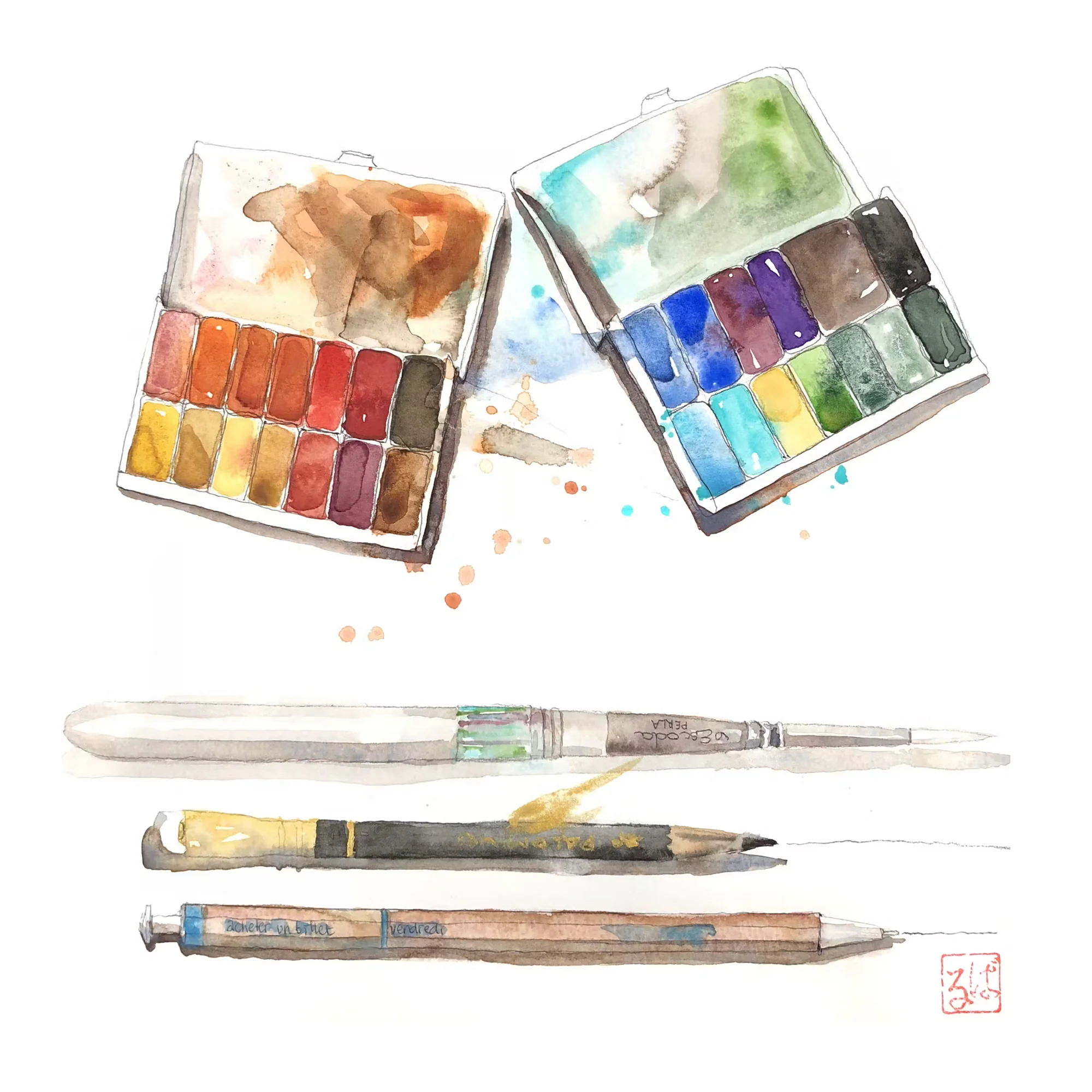 Art Toolkit Pocket Palette with Assorted Pans - Silver - Image 3