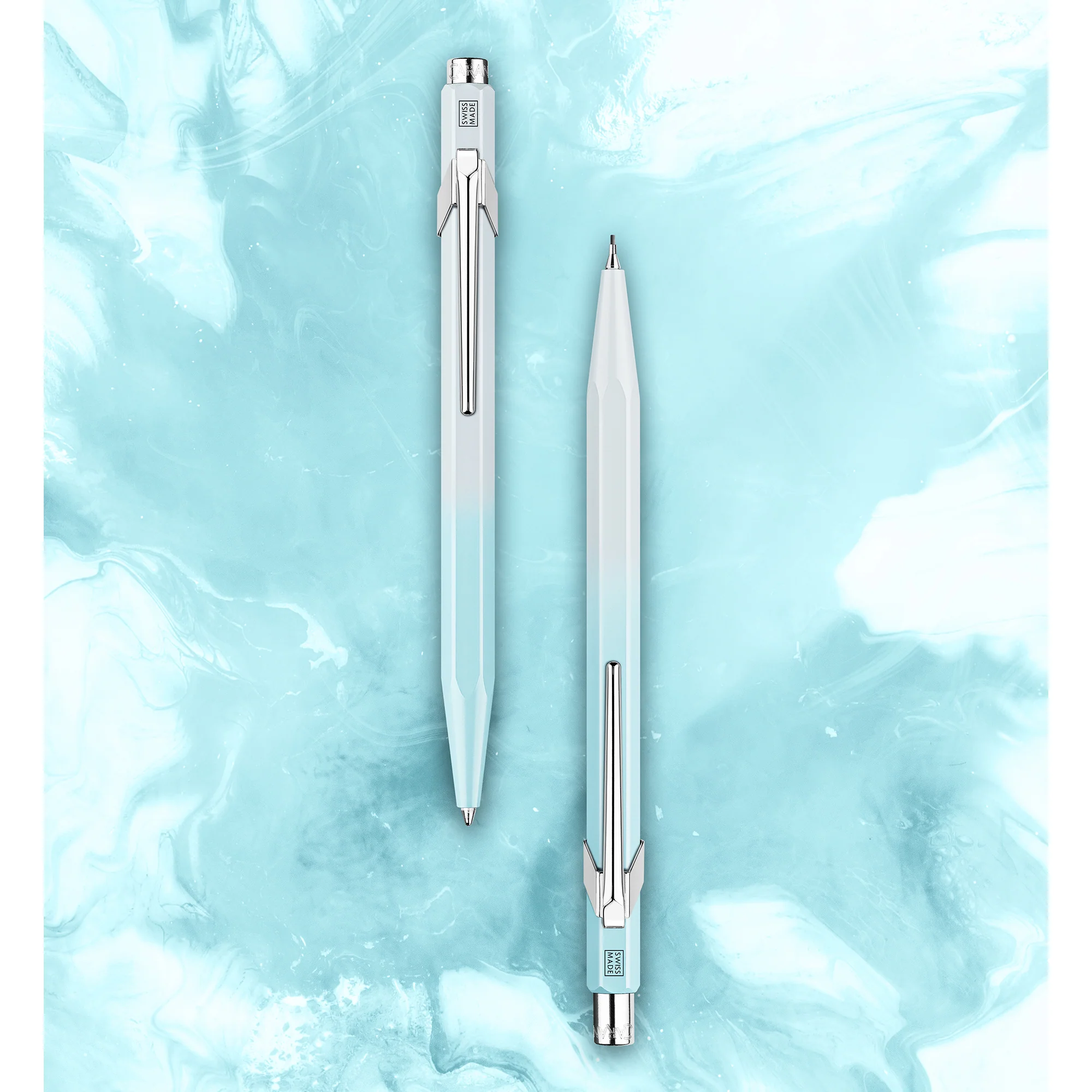 Caran d'Ache Blue Lagoon 849 Ballpoint Pen + 844 Mechanical Pencil – Special Edition - Image 3