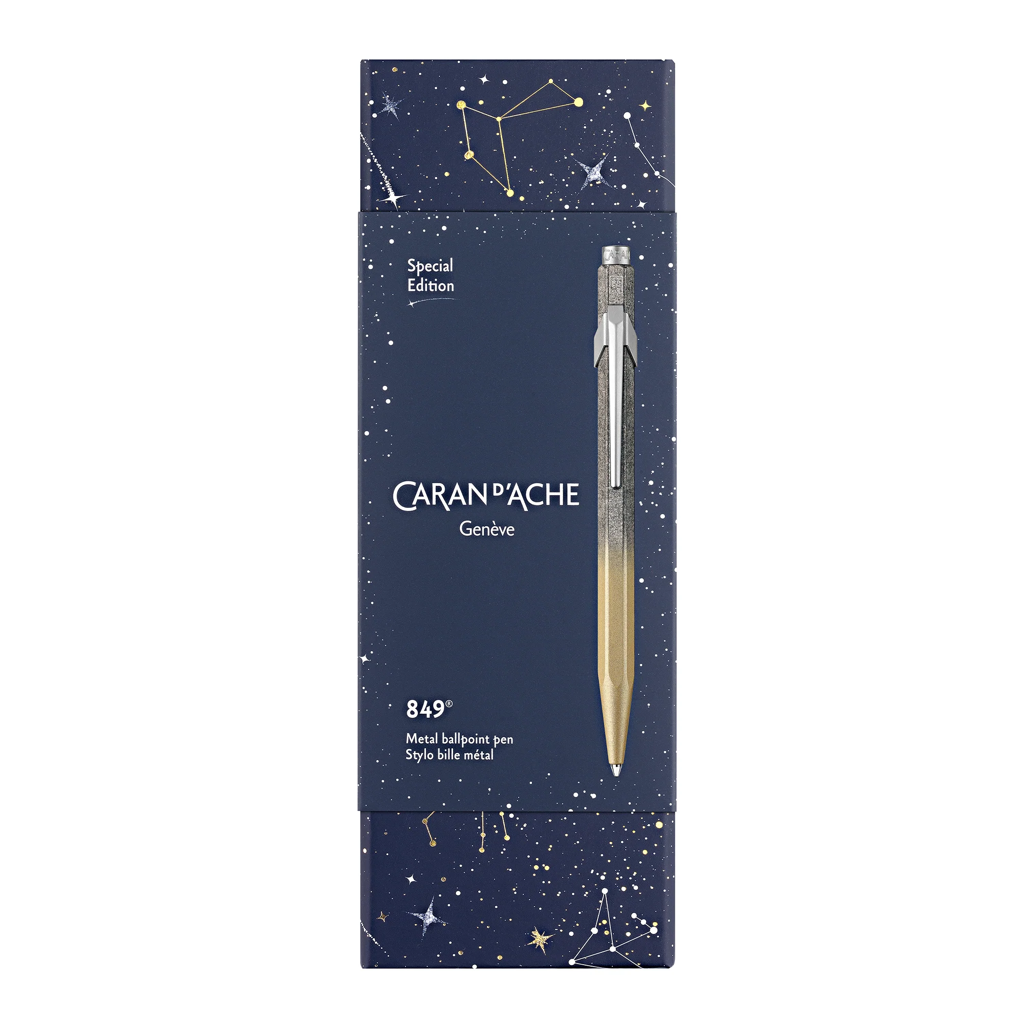 Caran d'Ache Cosmic Blue Edition 849 Ballpoint Pen - Gold - Clearance - Image 3