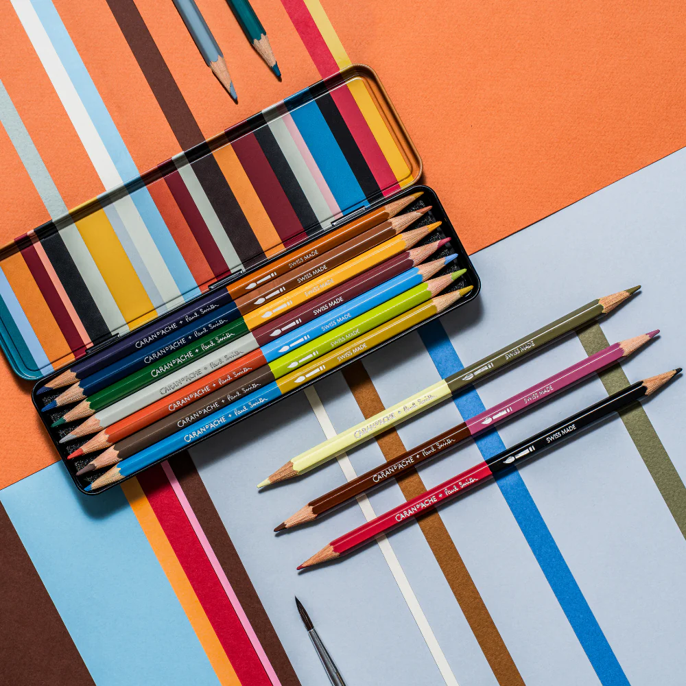 Caran d'Ache Paul Smith Bicolor Pencil Set of 12 (24 Colours) with Brush - Ltd. Edition - Image 3