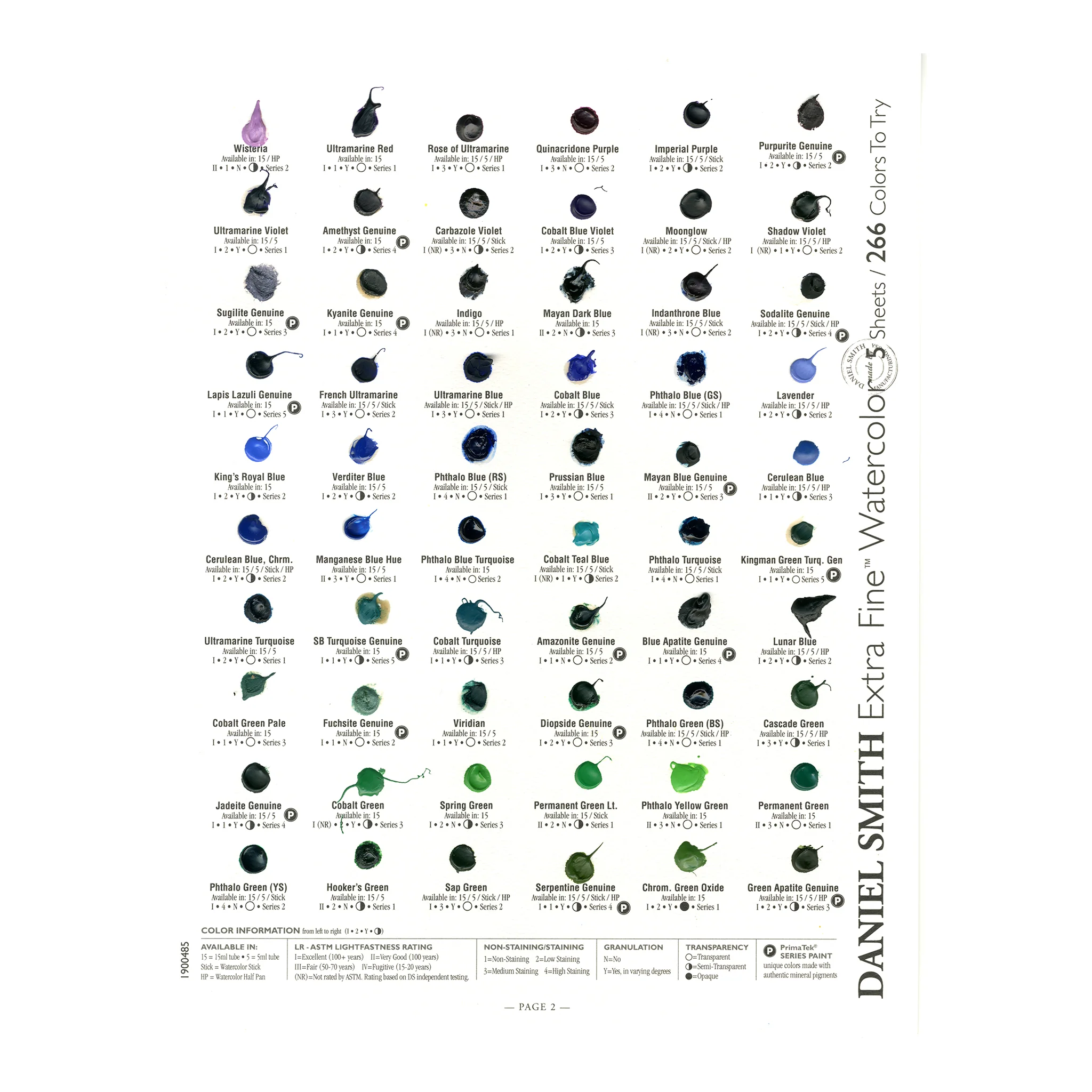 Daniel Smith Extra Fine Watercolor Dot Card - 266 Watercolour + 22 Gouache - Image 3