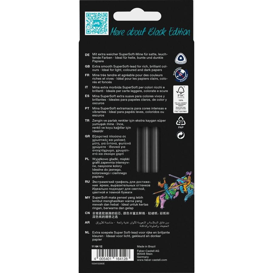 Faber-Castell Black Edition Colour Pencil Set of 12 - Image 2