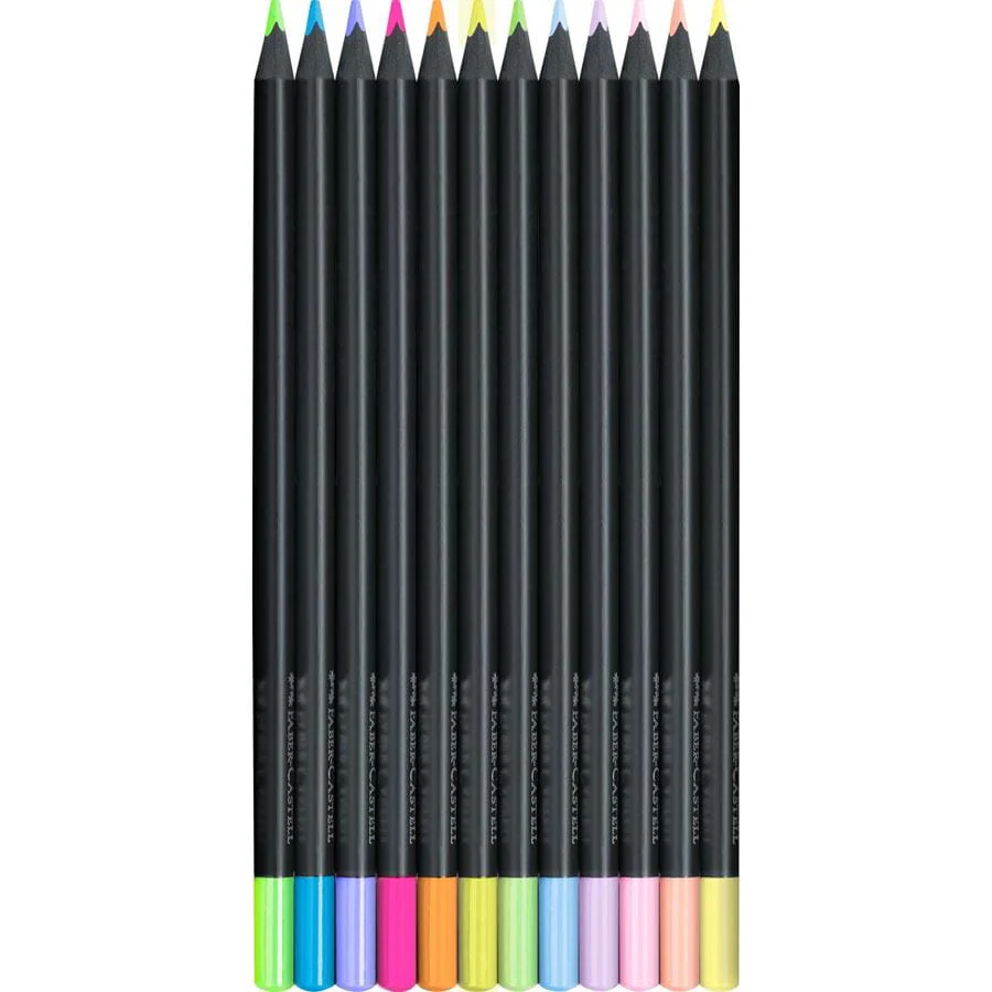 Faber-Castell Black Edition Neon and Pastel Colour Pencil Set of 12 - Image 2