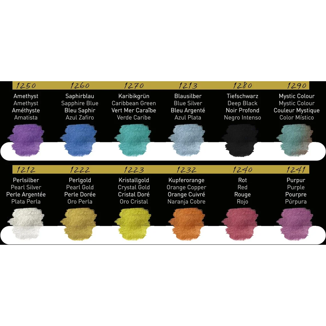 FineTec Pearlescent Watercolours Set of 12 Rainbow (Feather image) - Image 3