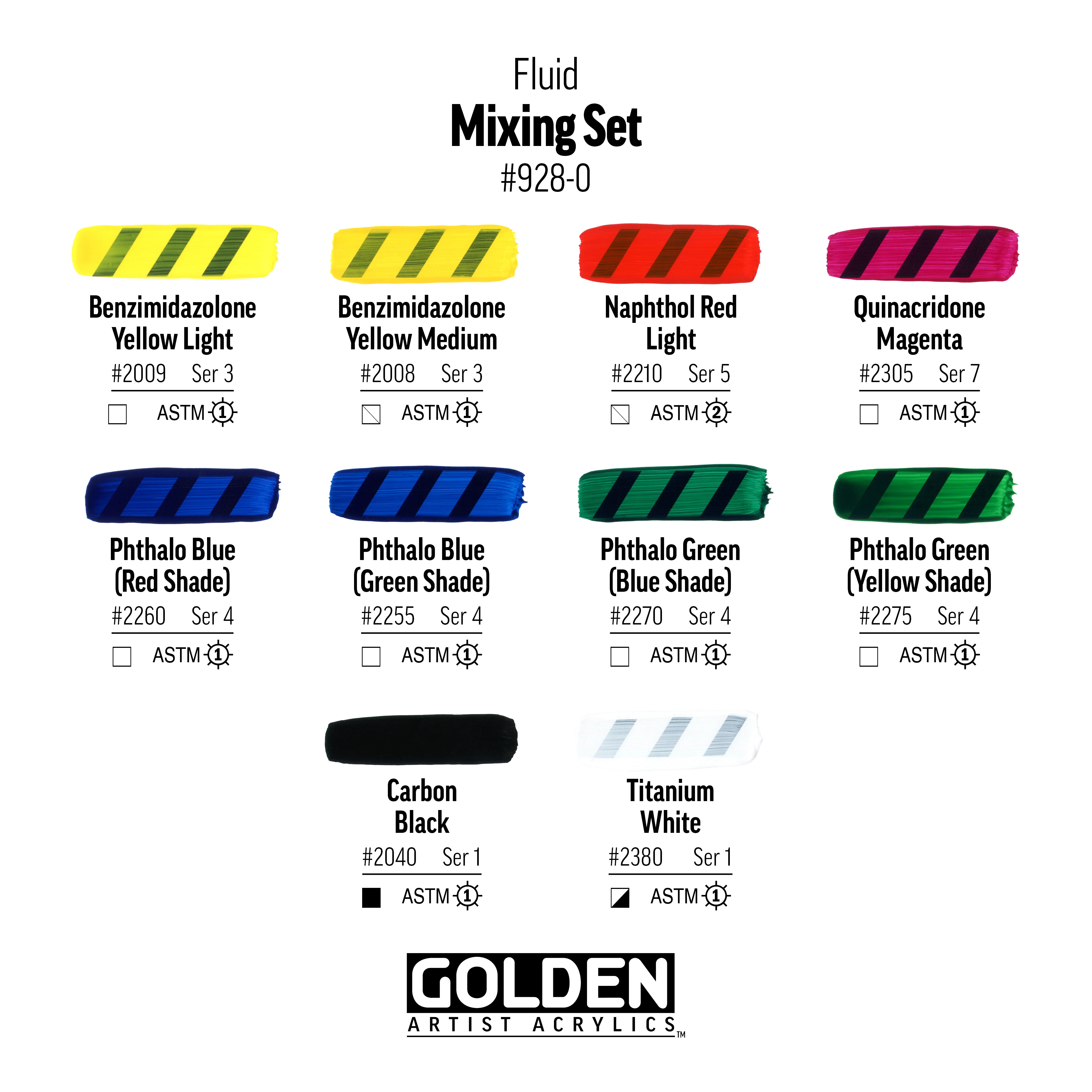 GOLDEN Fluid Acrylics Mixing Set of 10 - Image 3