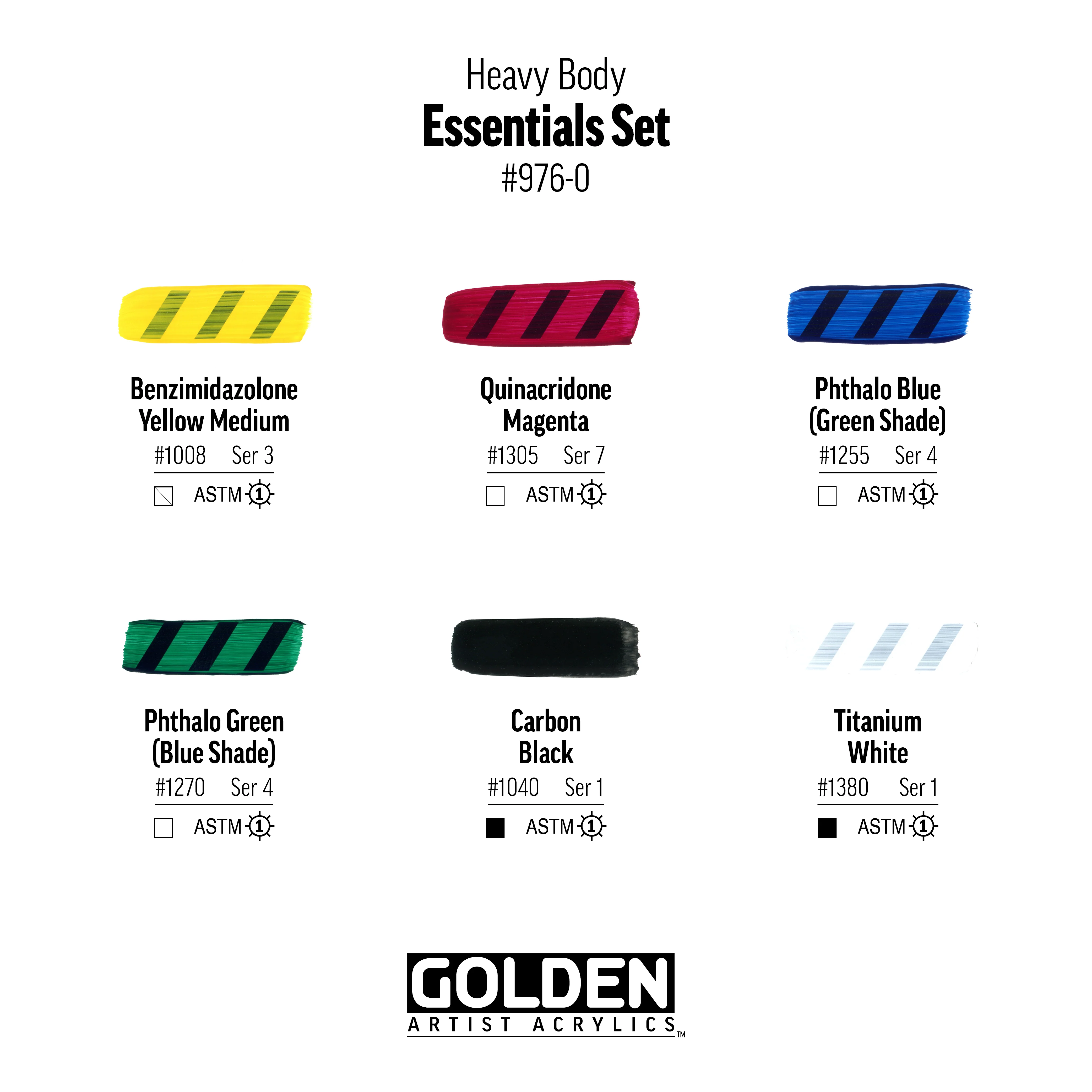 GOLDEN Heavy Body Acrylics Essentials Set of 6 - Image 3