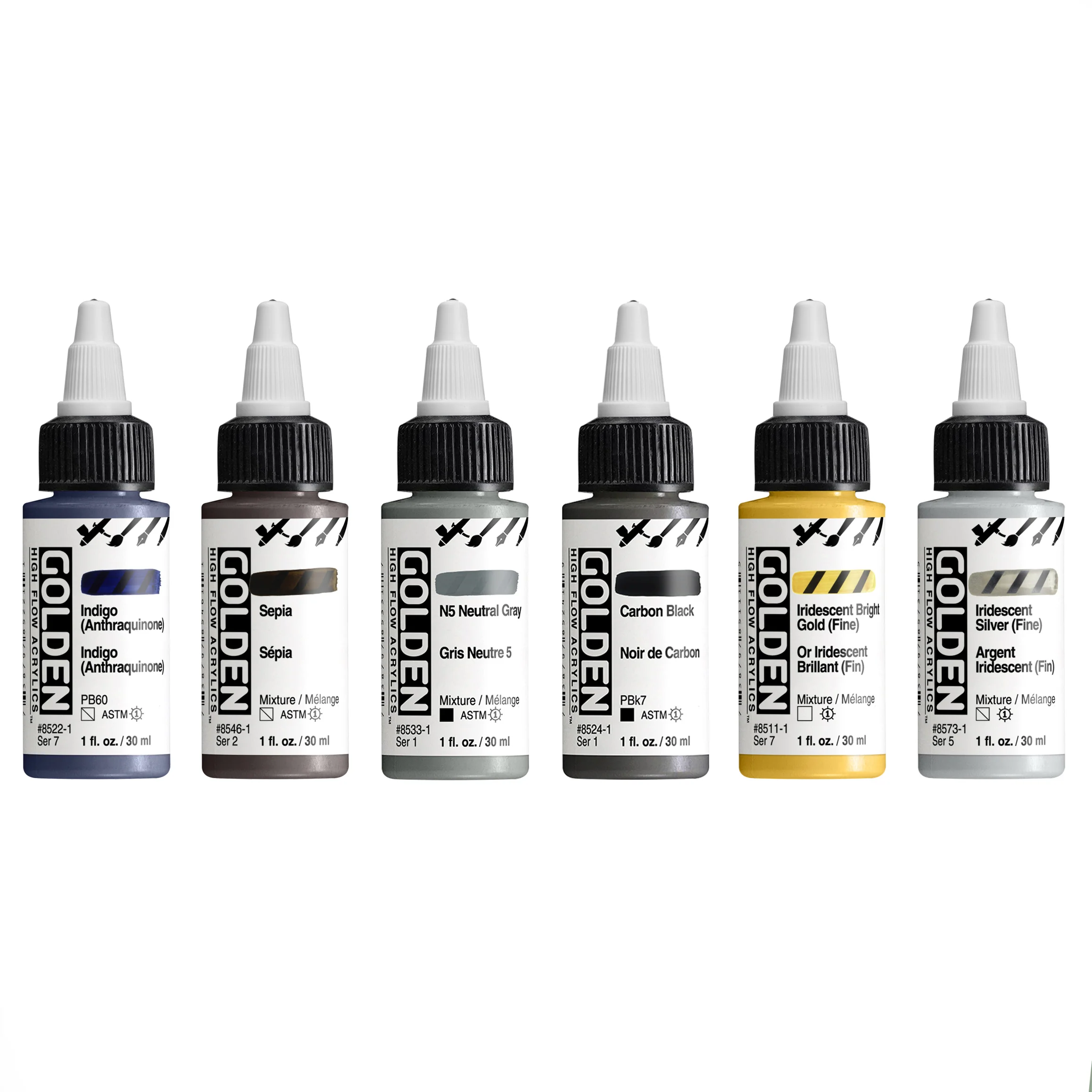 GOLDEN High Flow Acrylics Drawing & Lettering Set of 6 - Image 3