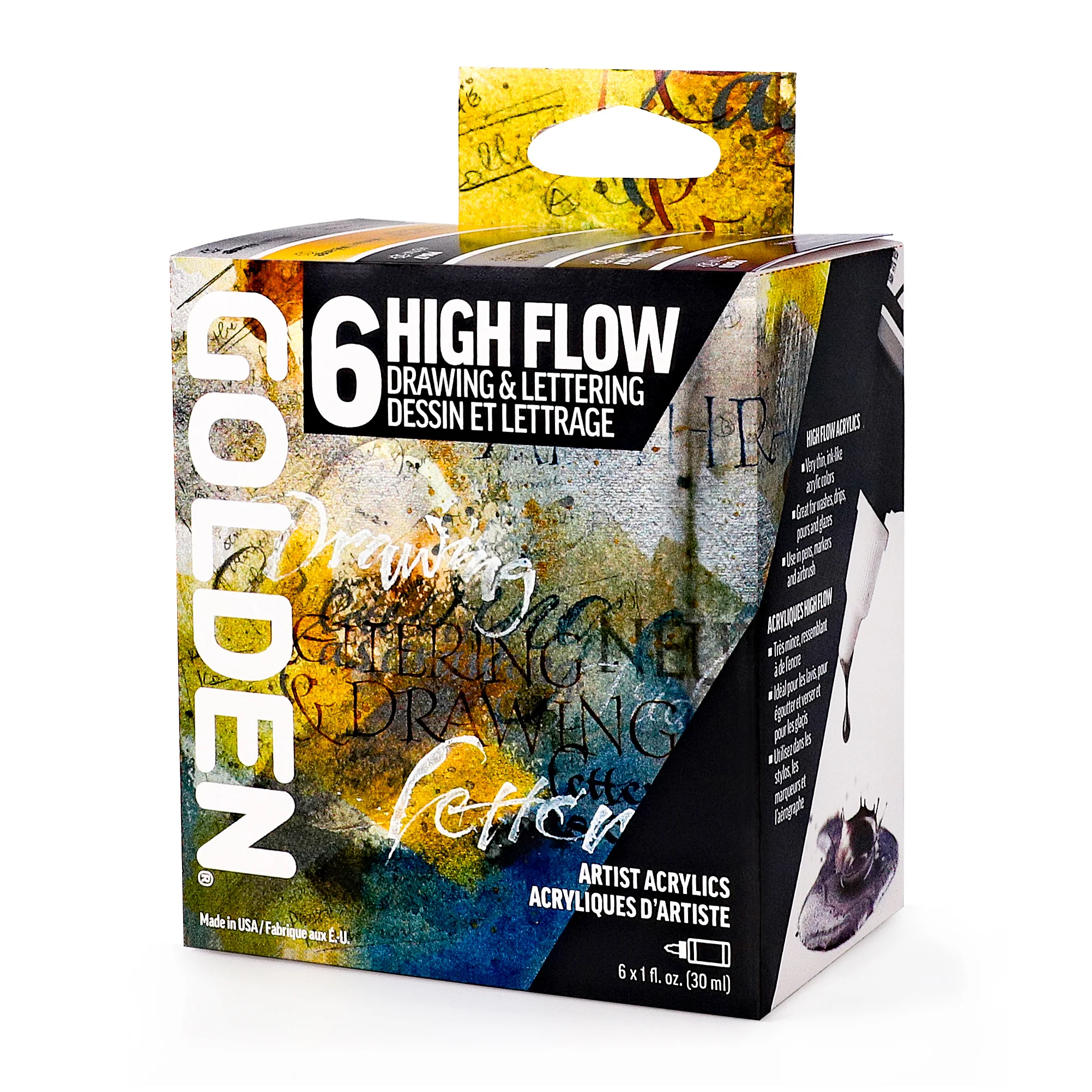 GOLDEN High Flow Acrylics Drawing & Lettering Set of 6 - Image 5