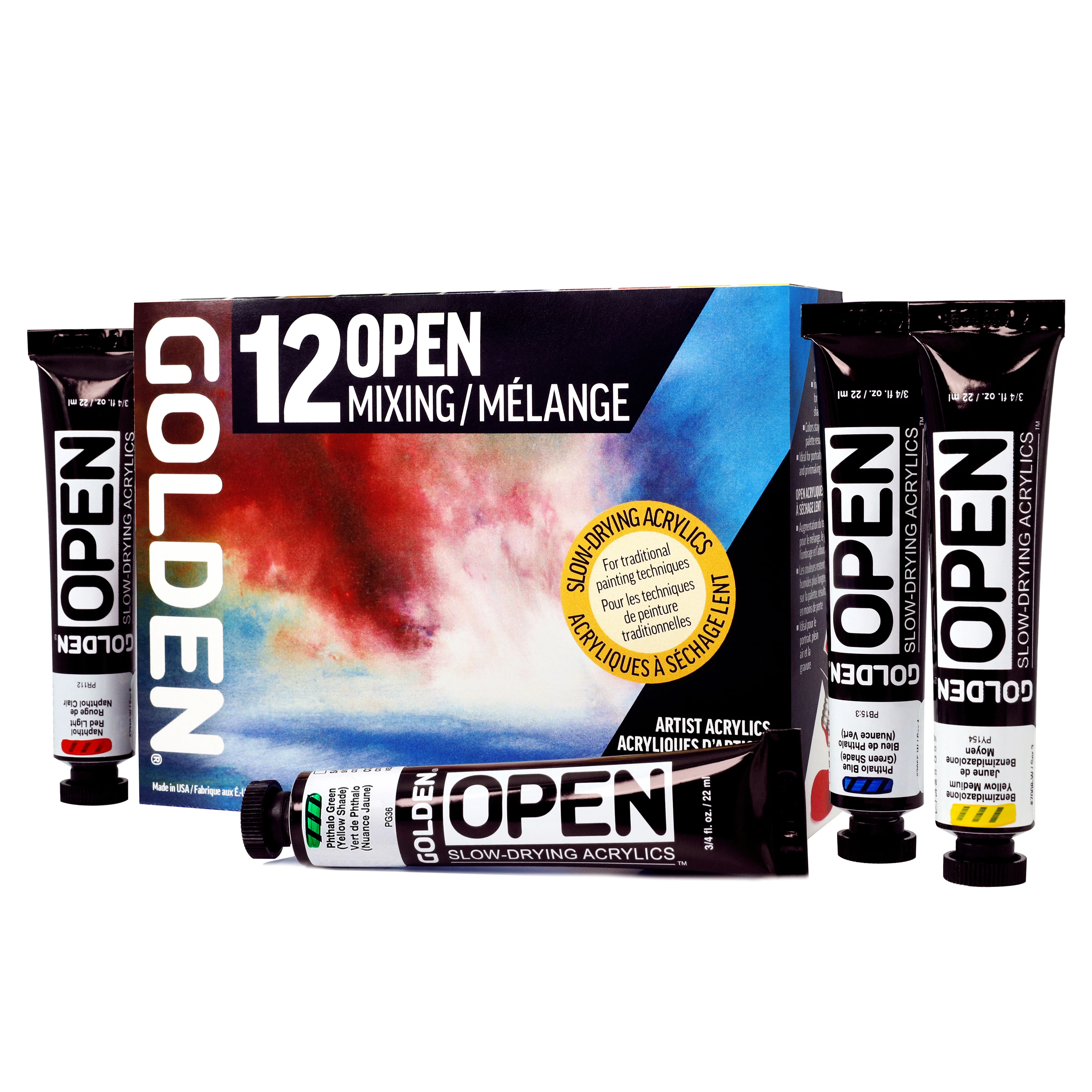 GOLDEN OPEN Acrylics Mixing Set of 12