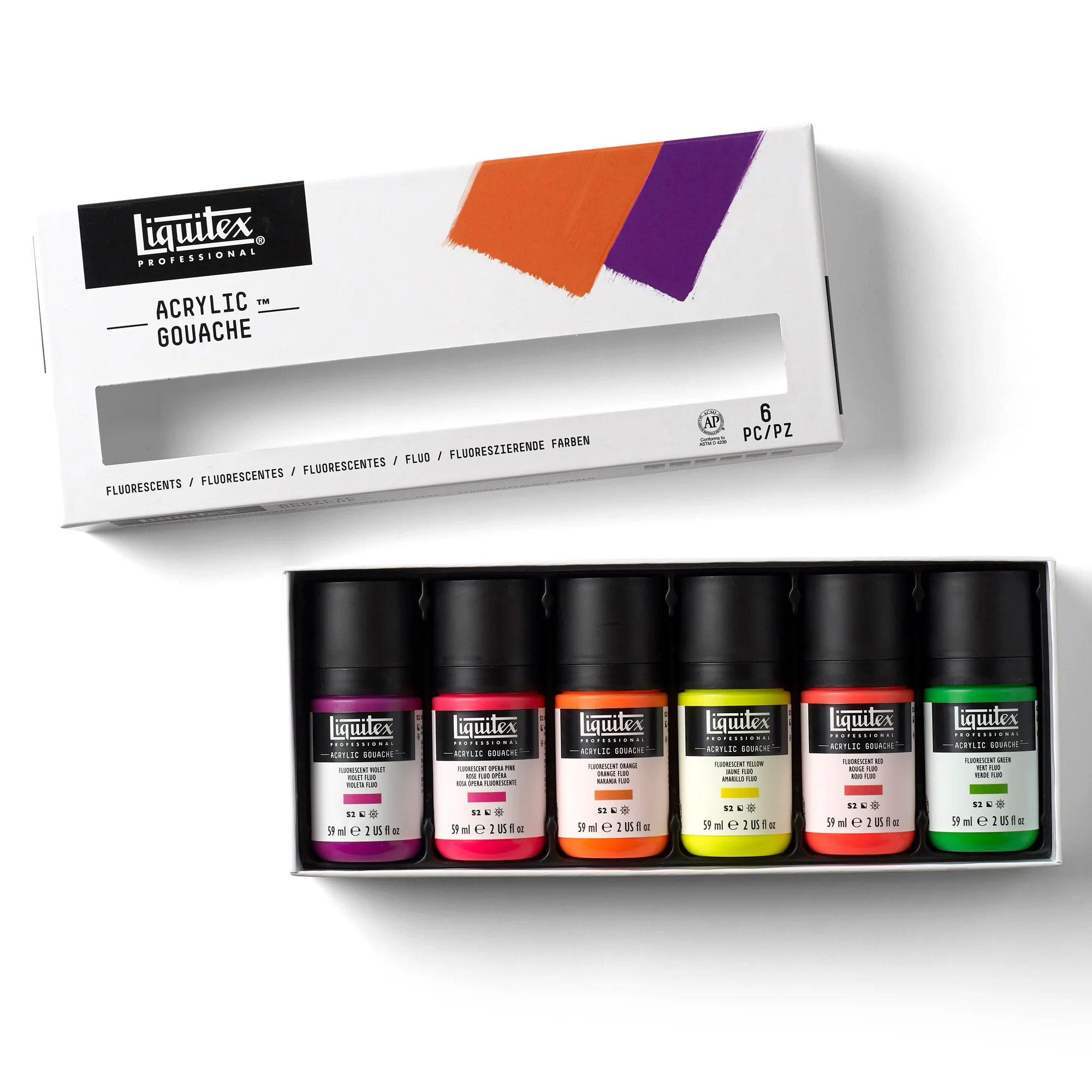 Liquitex Acrylic Gouache Set - Fluorescent 6 x 59ml - Image 3