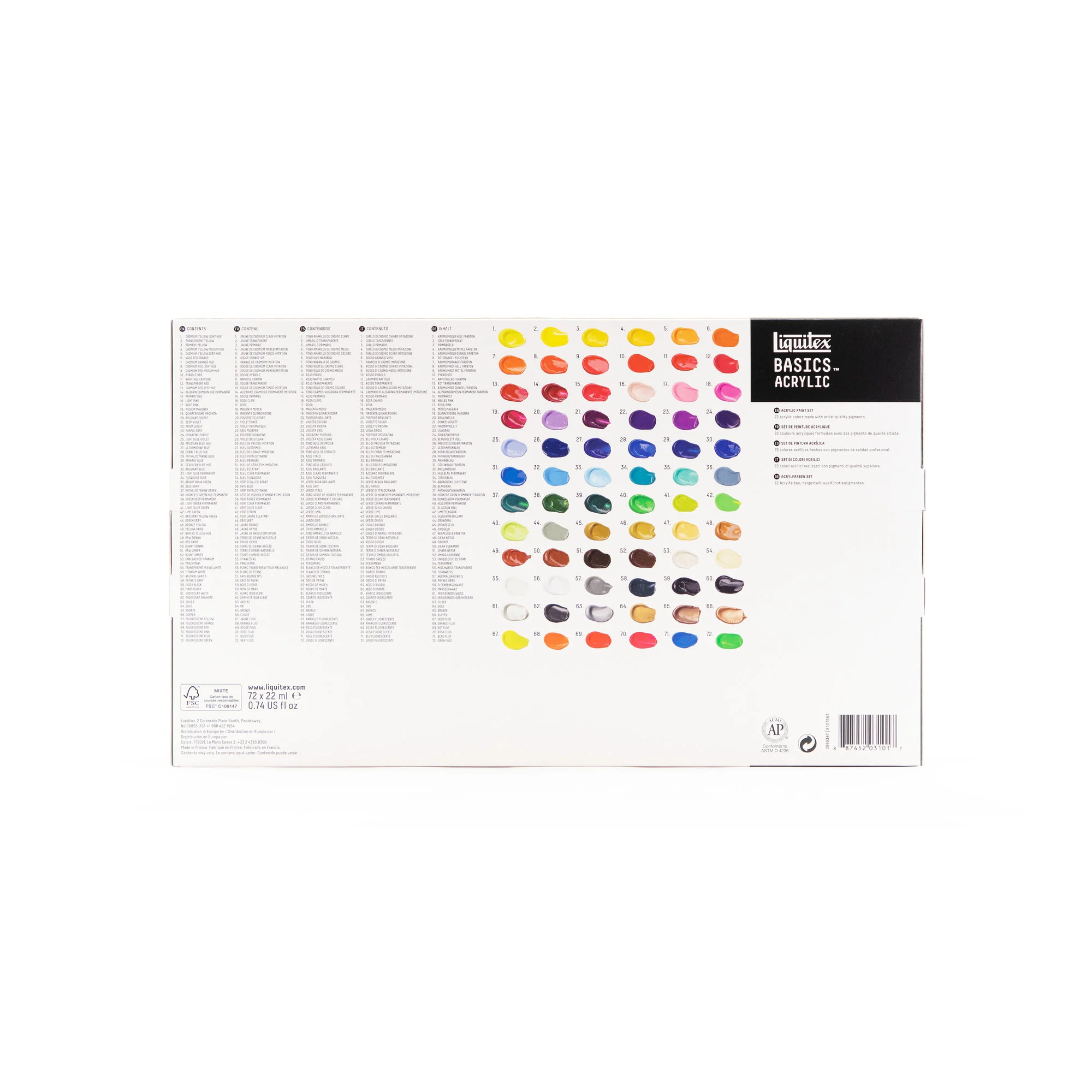 Liquitex BASICS Acrylic Set of 72 x 22ml Tubes - Image 4
