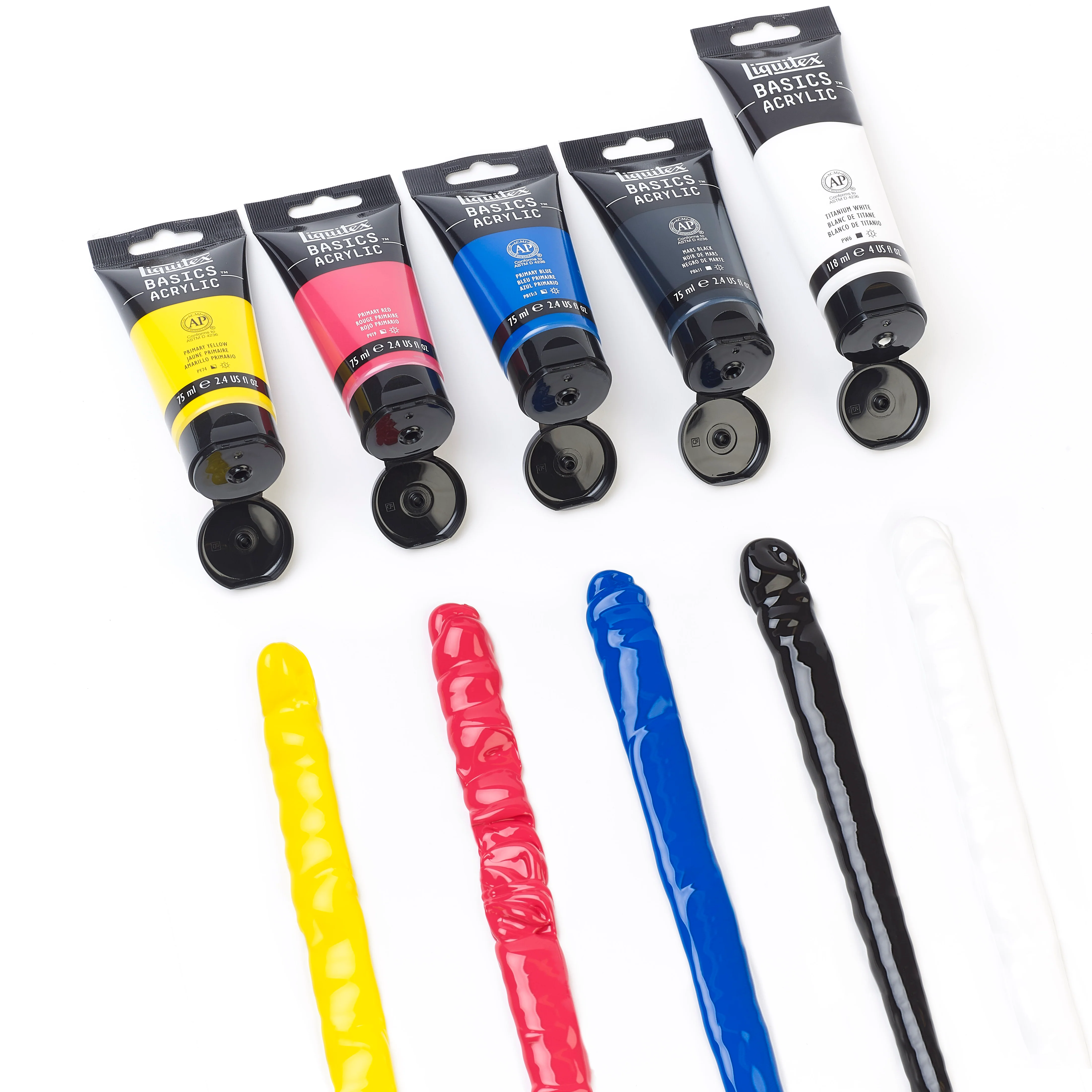 Liquitex BASICS Acrylic Essential Set (4x75ml, 118ml White) - Clearance - Image 5