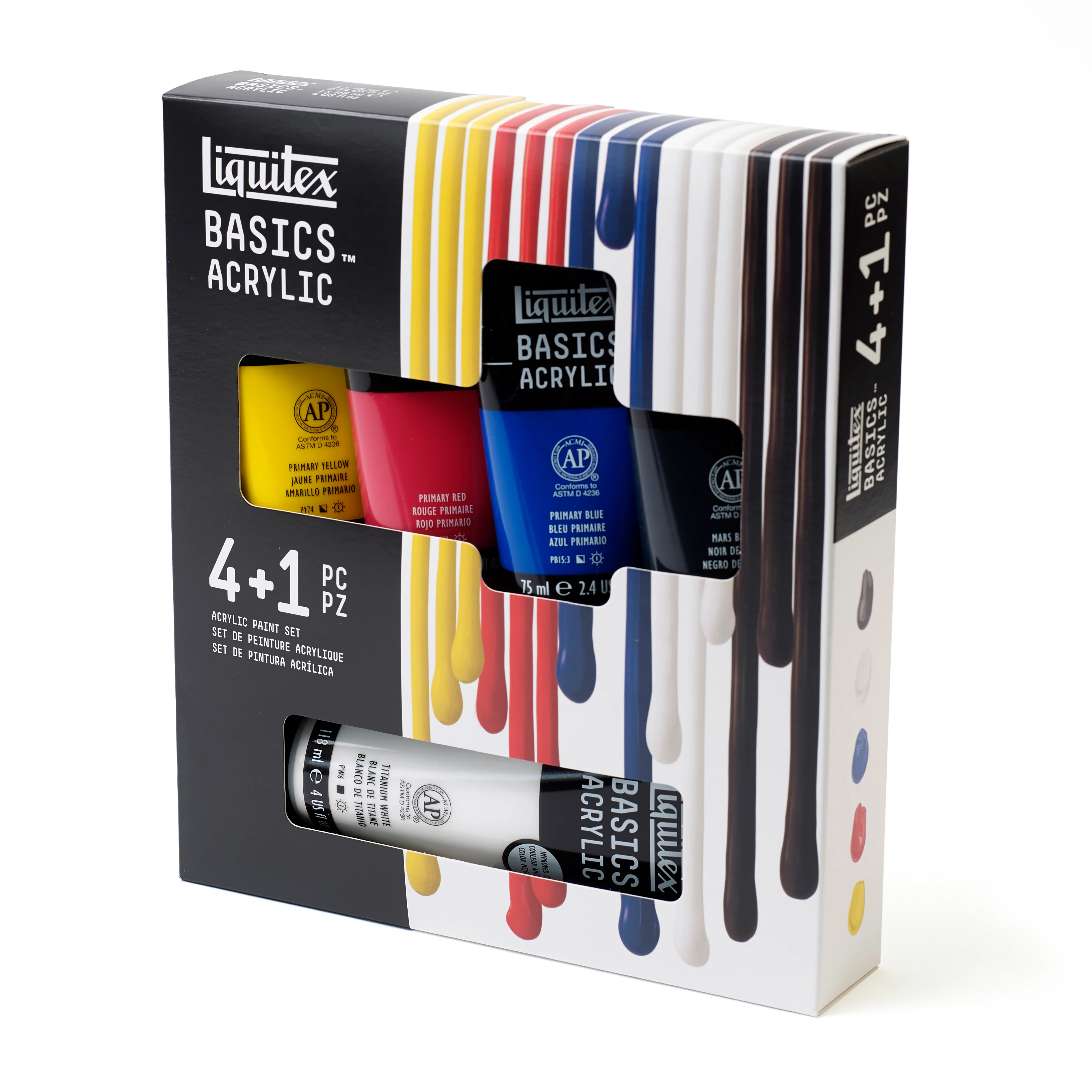 Liquitex BASICS Acrylic Essential Set (4x75ml, 118ml White) - Clearance - Image 6