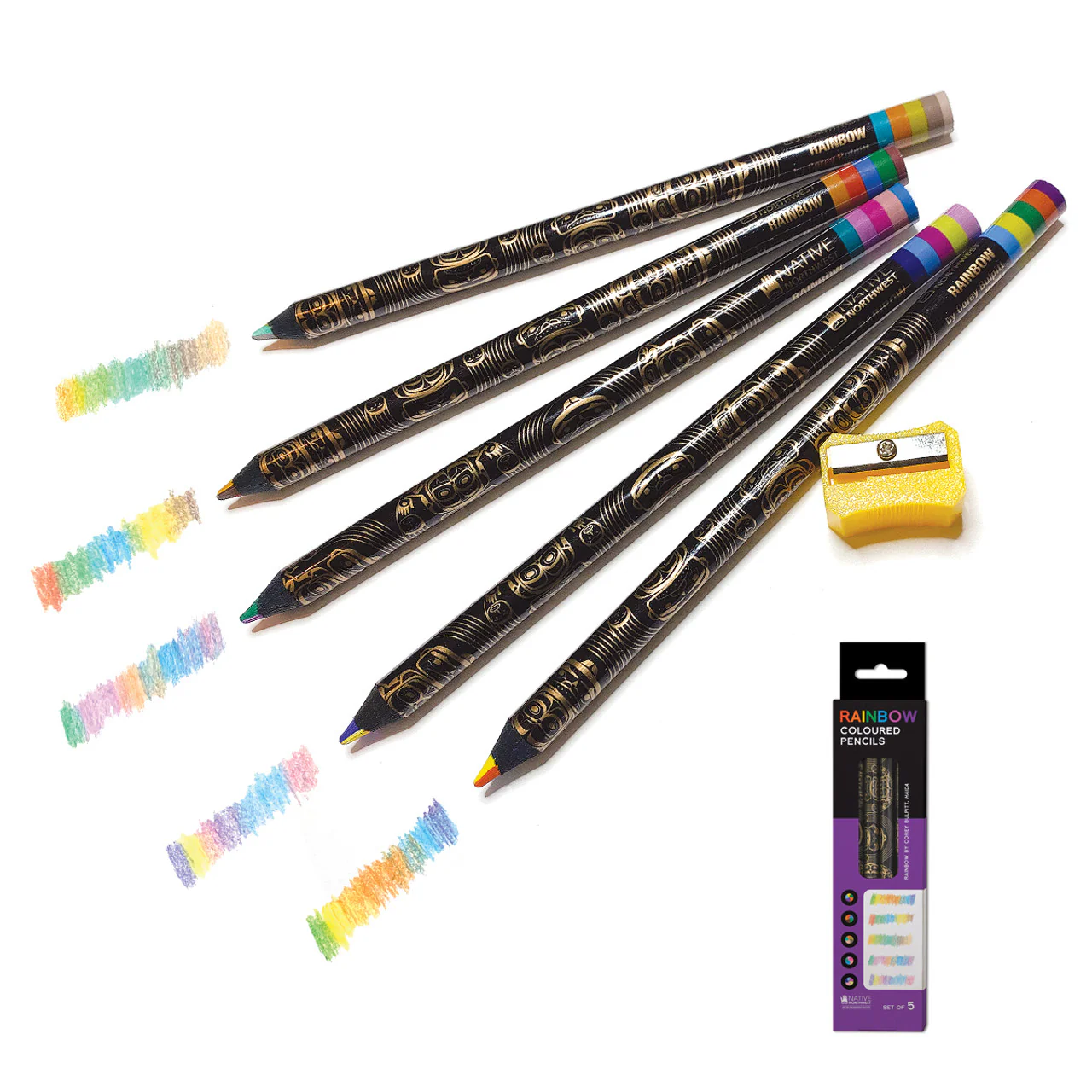 Native Northwest Coloured Pencils Rainbow design by Corey Bulpitt
