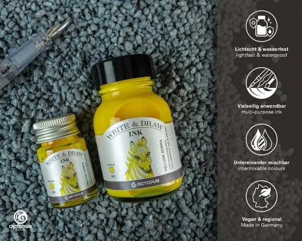 Octopus Write and Draw Ink Yellow Zebra 50ml - Image 2