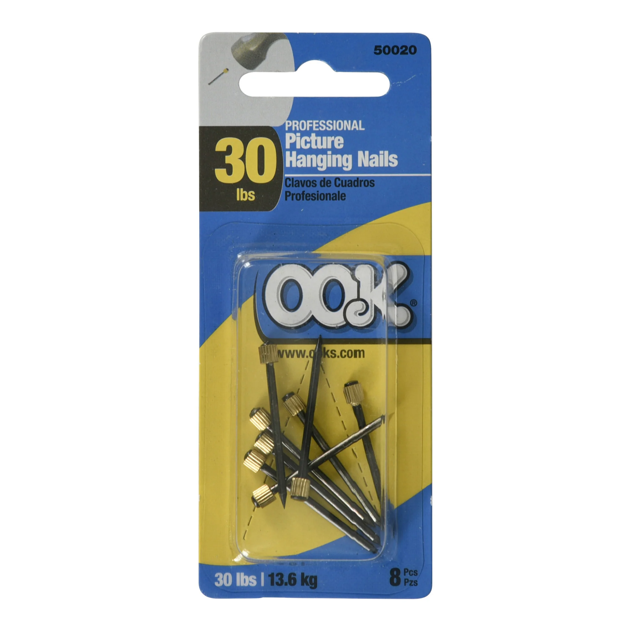 Ook Blue Steel Professional Picture Hanging Nails 30lb Pack of 8 - Clearance