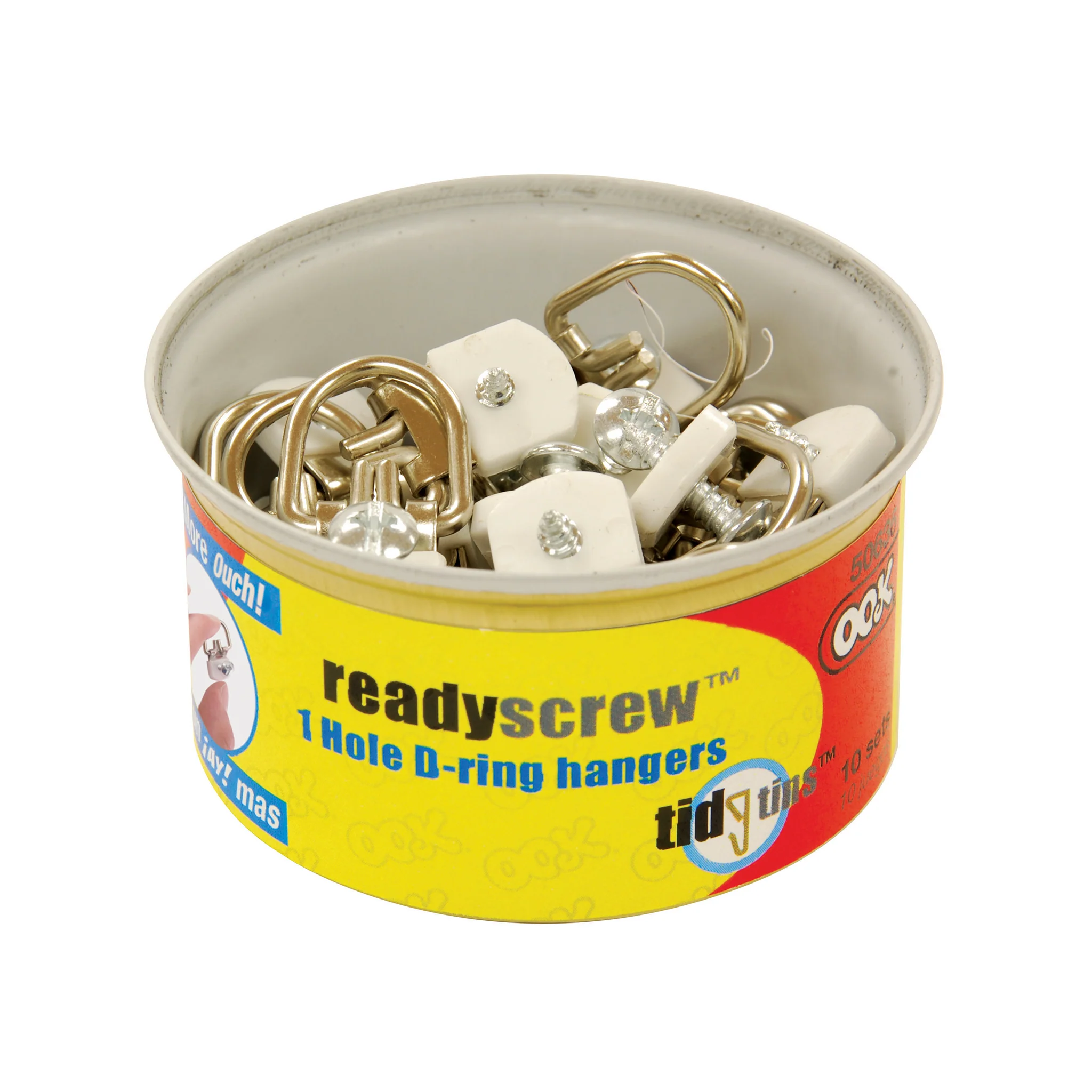Ook ReadyScrew D-Ring Hanger Tidy Tin 1-Hole Pack of 10 - Clearance