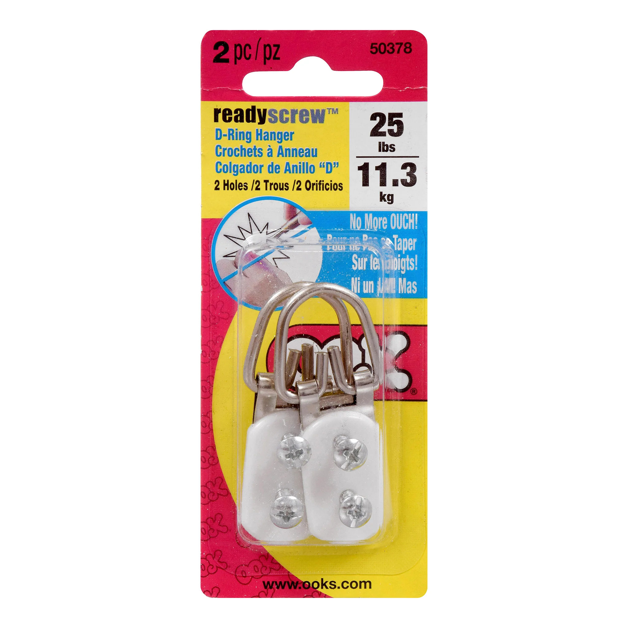 Ook ReadyScrew D-Ring Hangers 2-Hole Pack of 2 - Clearance