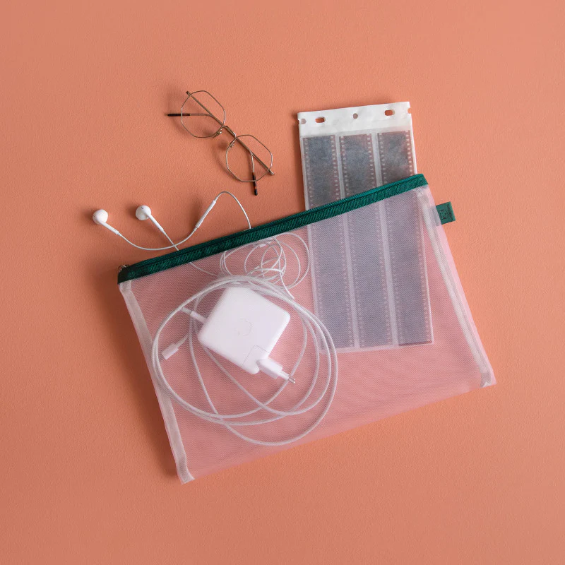 Papier Tigre Mesh Pouch (L) - Pink & Green - Image 3