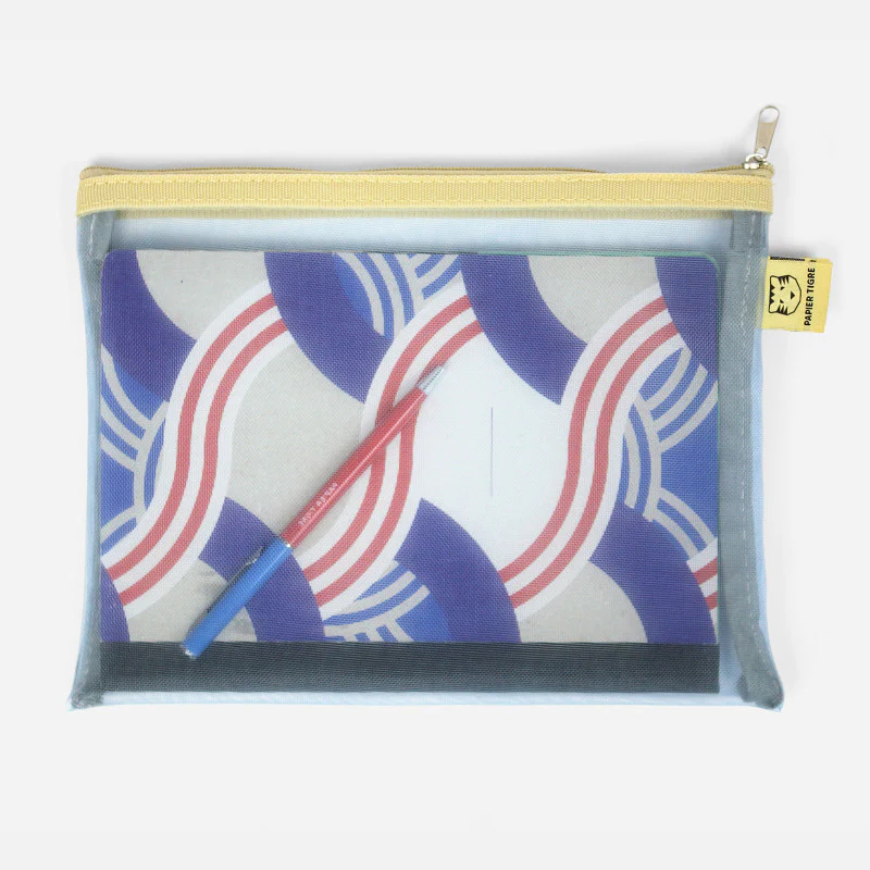 Papier Tigre Mesh Pouch (M) - Light Blue & Yellow - Image 3