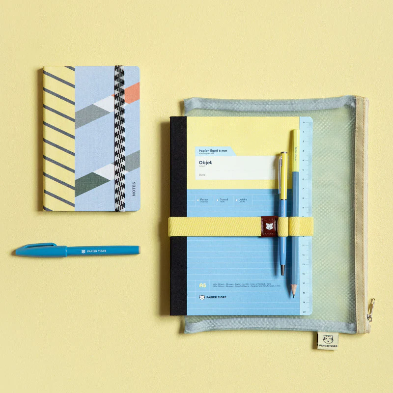Papier Tigre Mesh Pouch (M) - Light Blue & Yellow - Image 4
