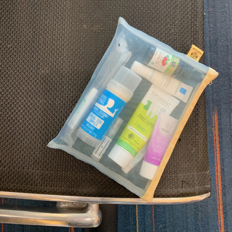 Papier Tigre Mesh Pouch (M) - Light Blue & Yellow - Image 9