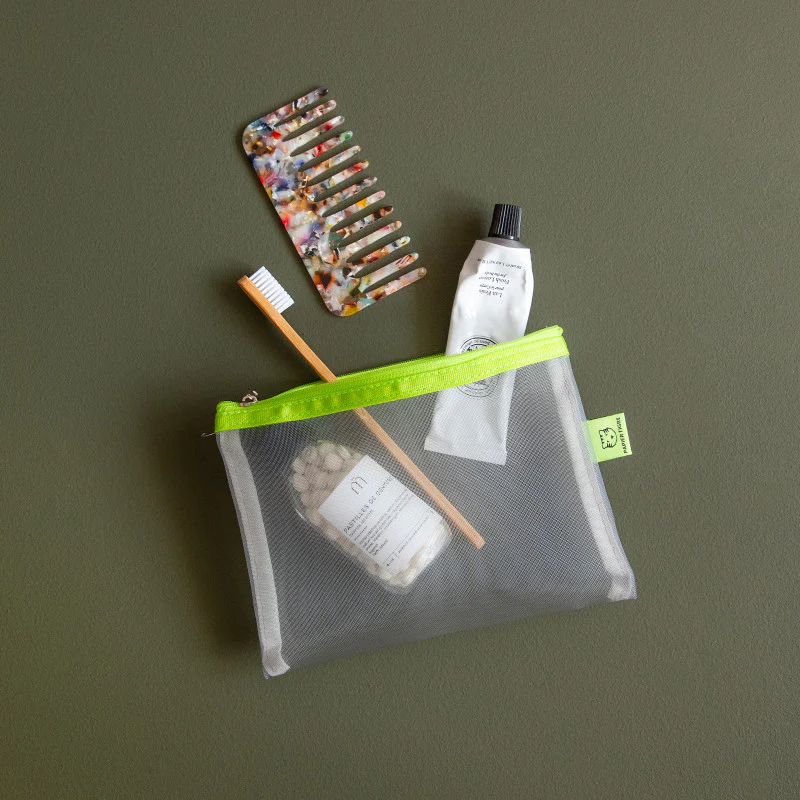 Papier Tigre Mesh Pouch (S) - Grey & Lemon - Image 2