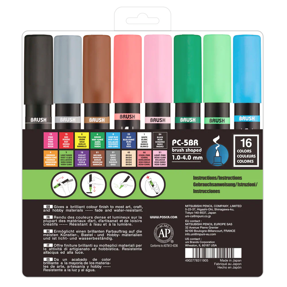 POSCA Acrylic Paint Marker PC-5BR Brush Set of 16 - Image 5