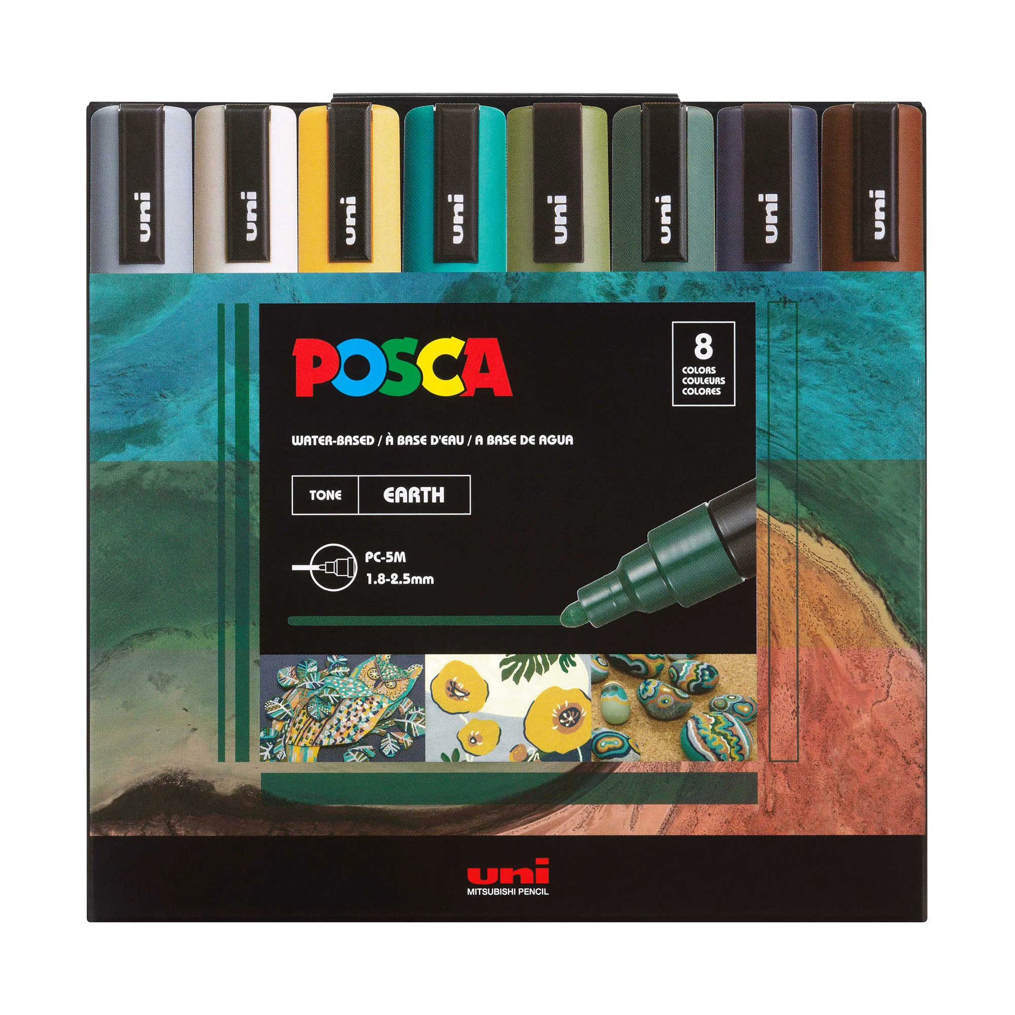 POSCA Acrylic Paint Marker PC-5M Medium Earth Tone Set of 8