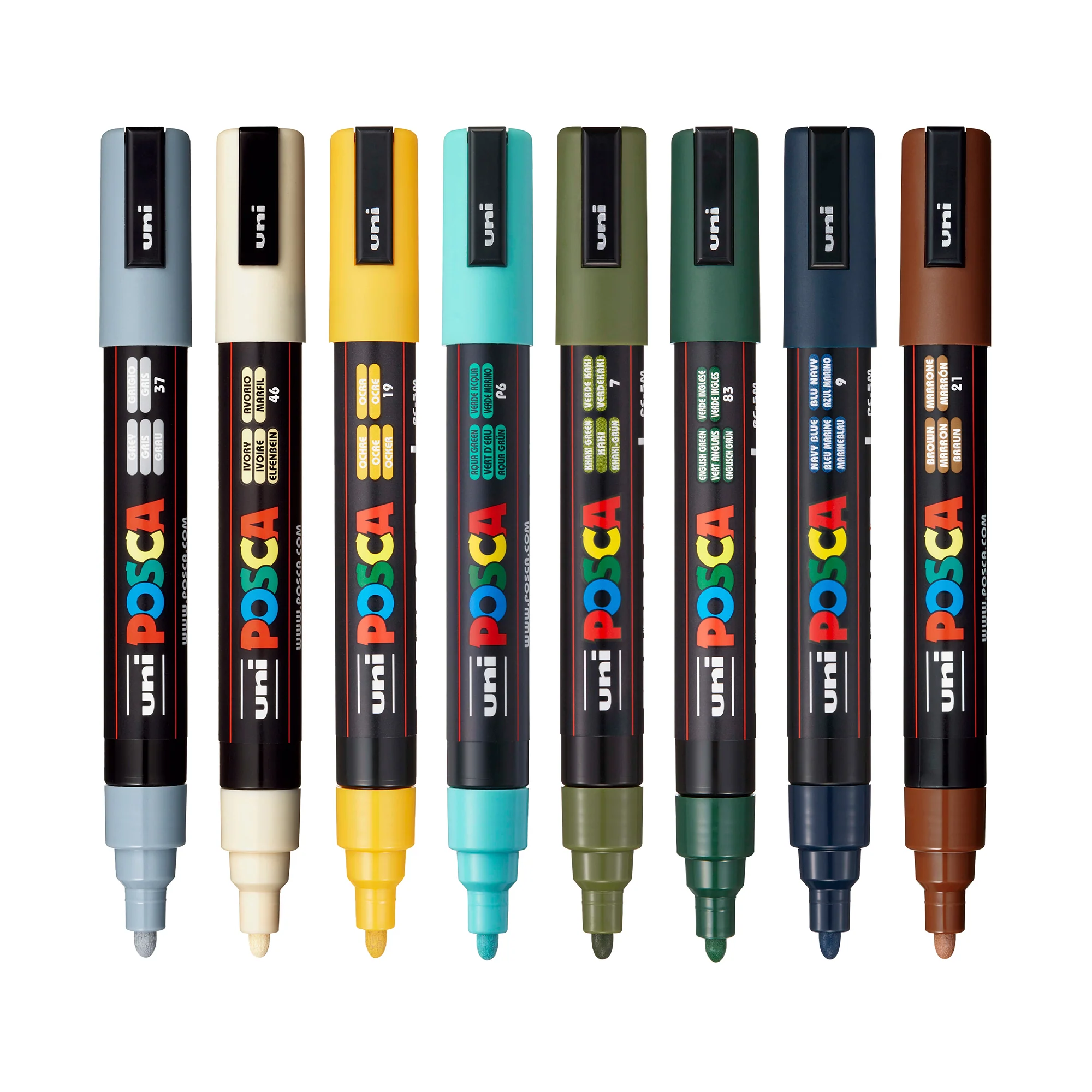 POSCA Acrylic Paint Marker PC-5M Medium Earth Tone Set of 8 - Image 2