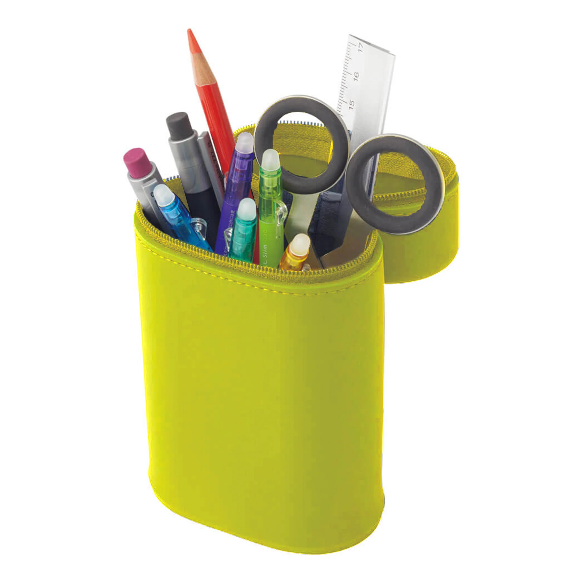 PuniLabo Silicone Standup Pencil Case - Yellow Green - Clearance - Image 2