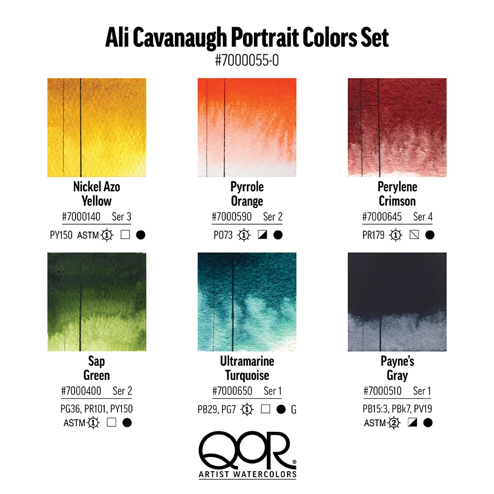 QoR Watercolor Ali Cavanaugh Portrait Set of 6 - Image 3