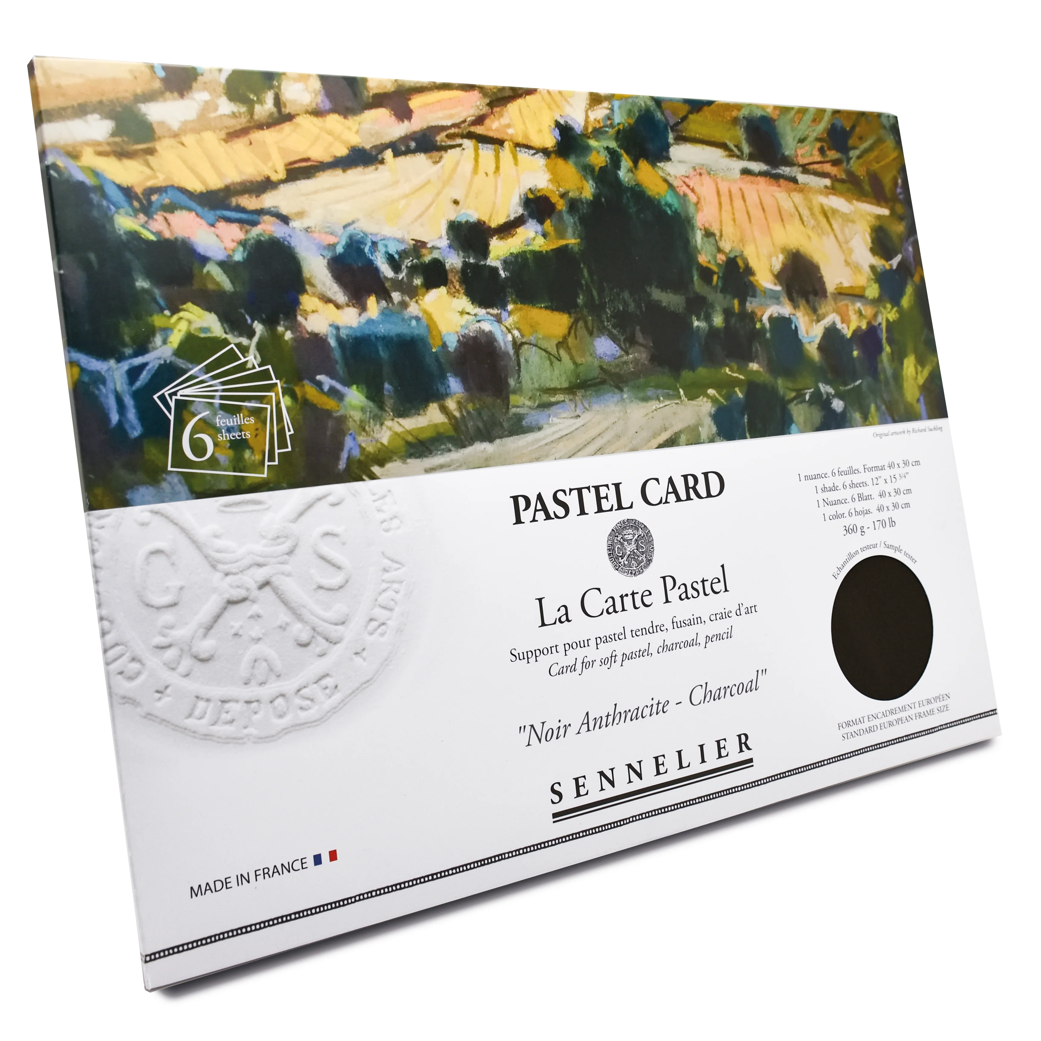 Sennelier La Carte Pastel Card Pack of 6 – 12"x16" 40x30cm Monochrome Charcoal - Image 2