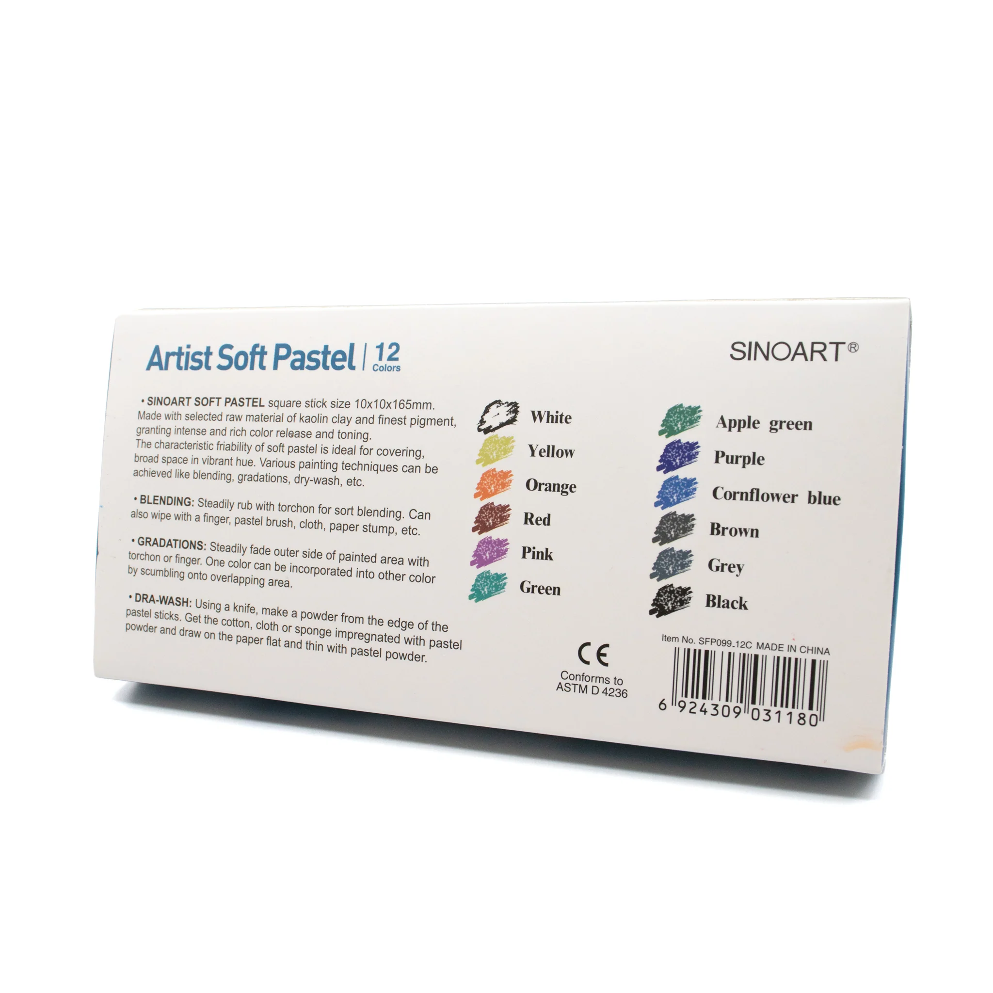 Sinoart Soft Pastel Set of 12 Assorted Colours - While Qty's last - Image 2