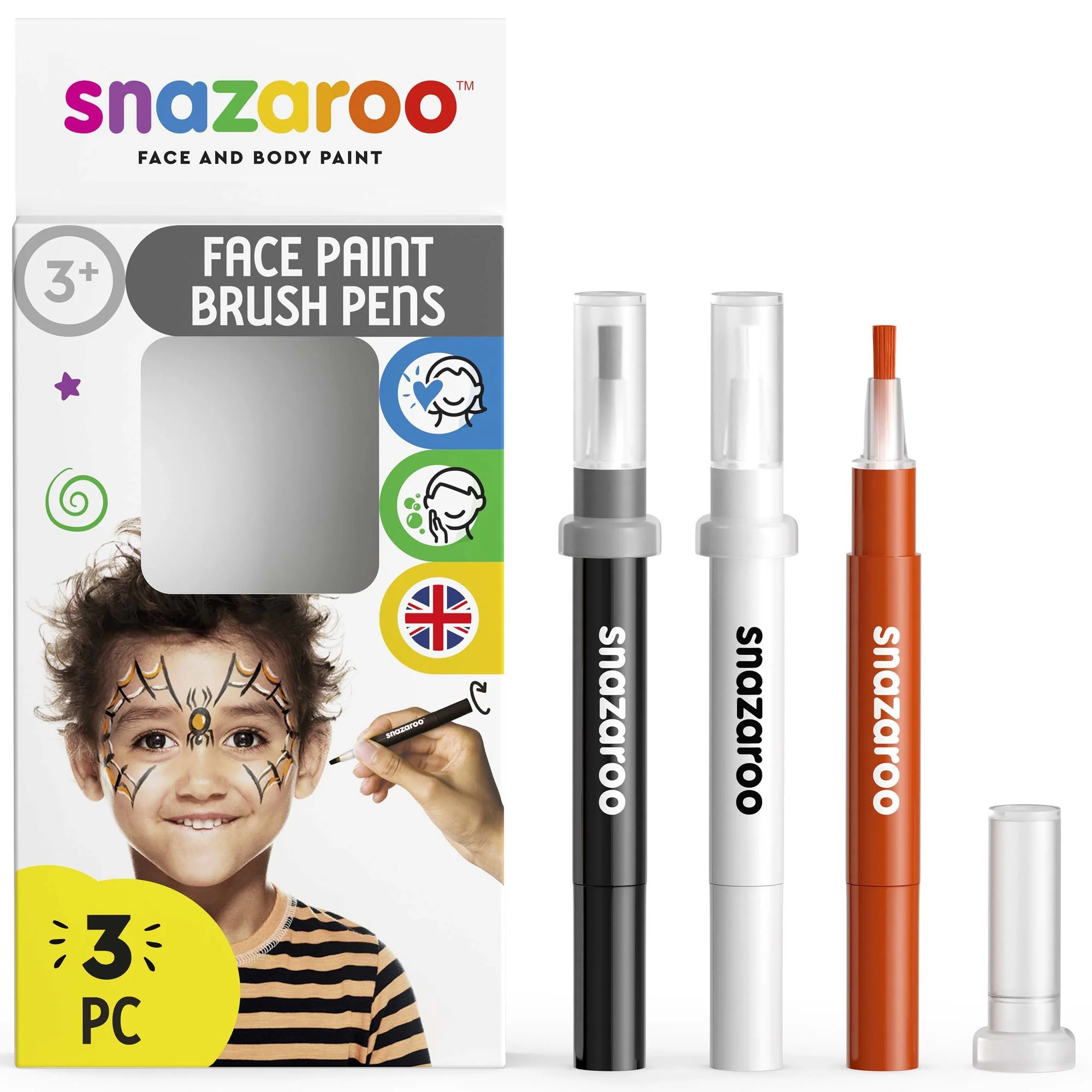 Snazaroo Face Paint Brush Pen Set of 3 Halloween Pack - Clearance