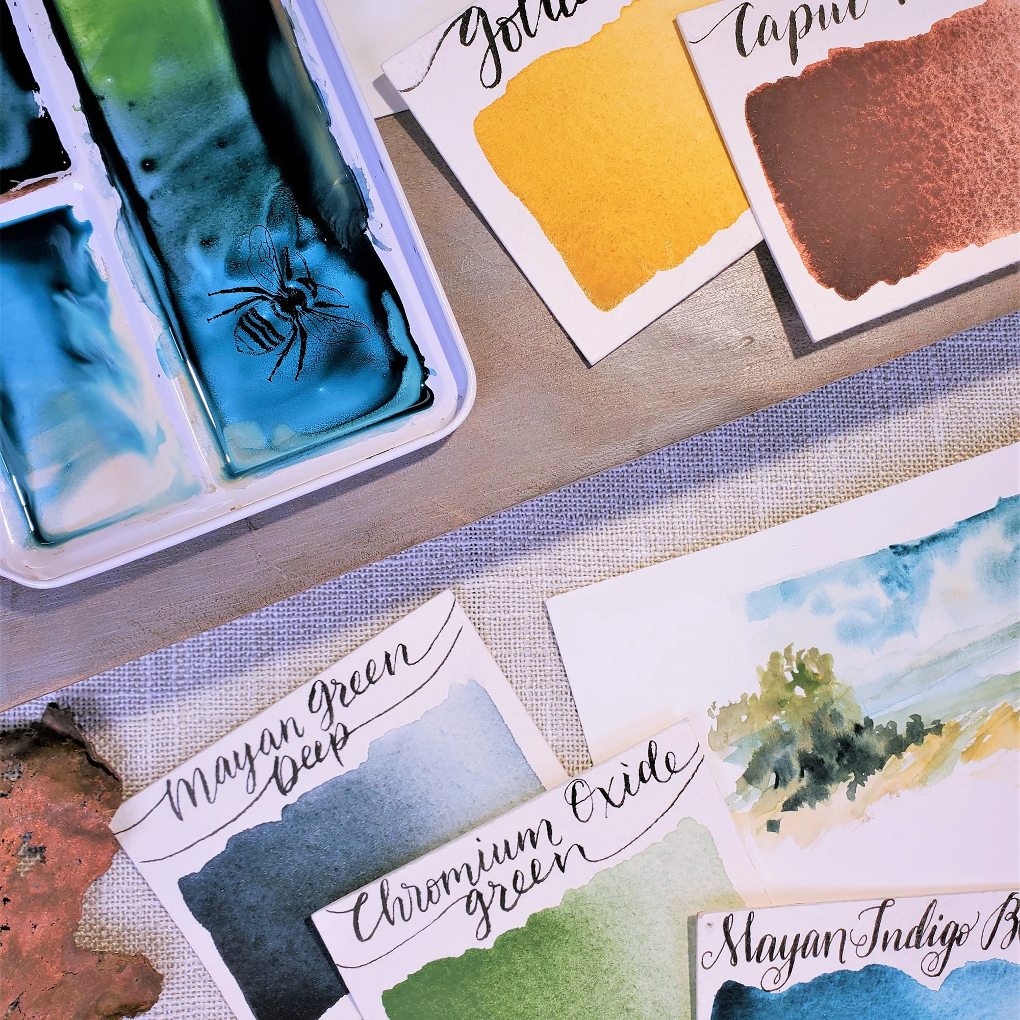 Stoneground Watercolour Half Pan Set of 6 - Earth Palette - Image 3