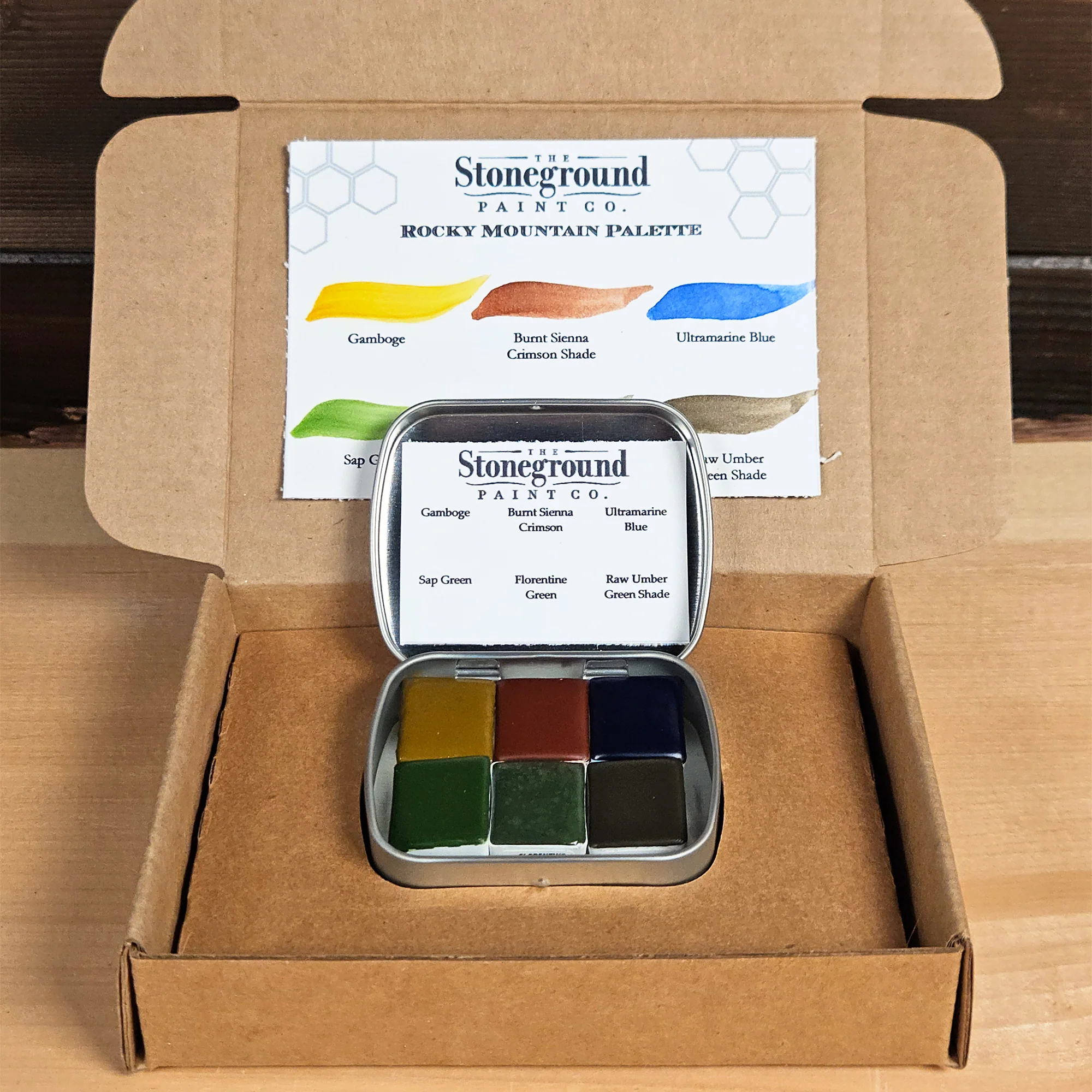 Stoneground Watercolour Half Pan Set of 6 - Rocky Mountain Palette