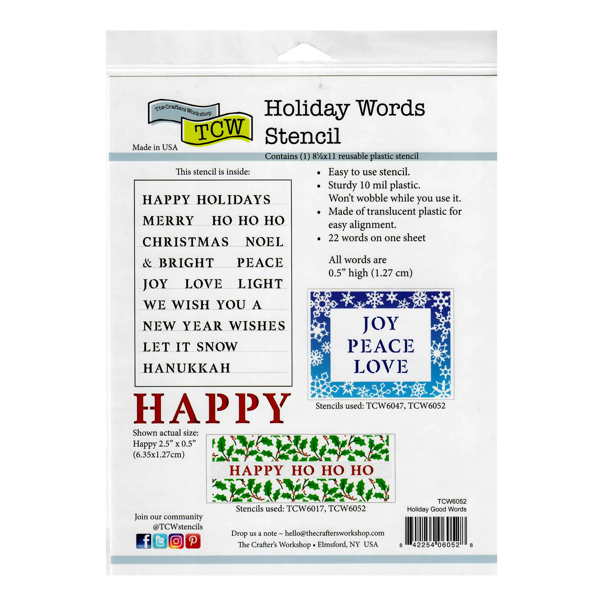 The Crafter's Workshop Stencil 8.5" x 11" - Holiday Good Words