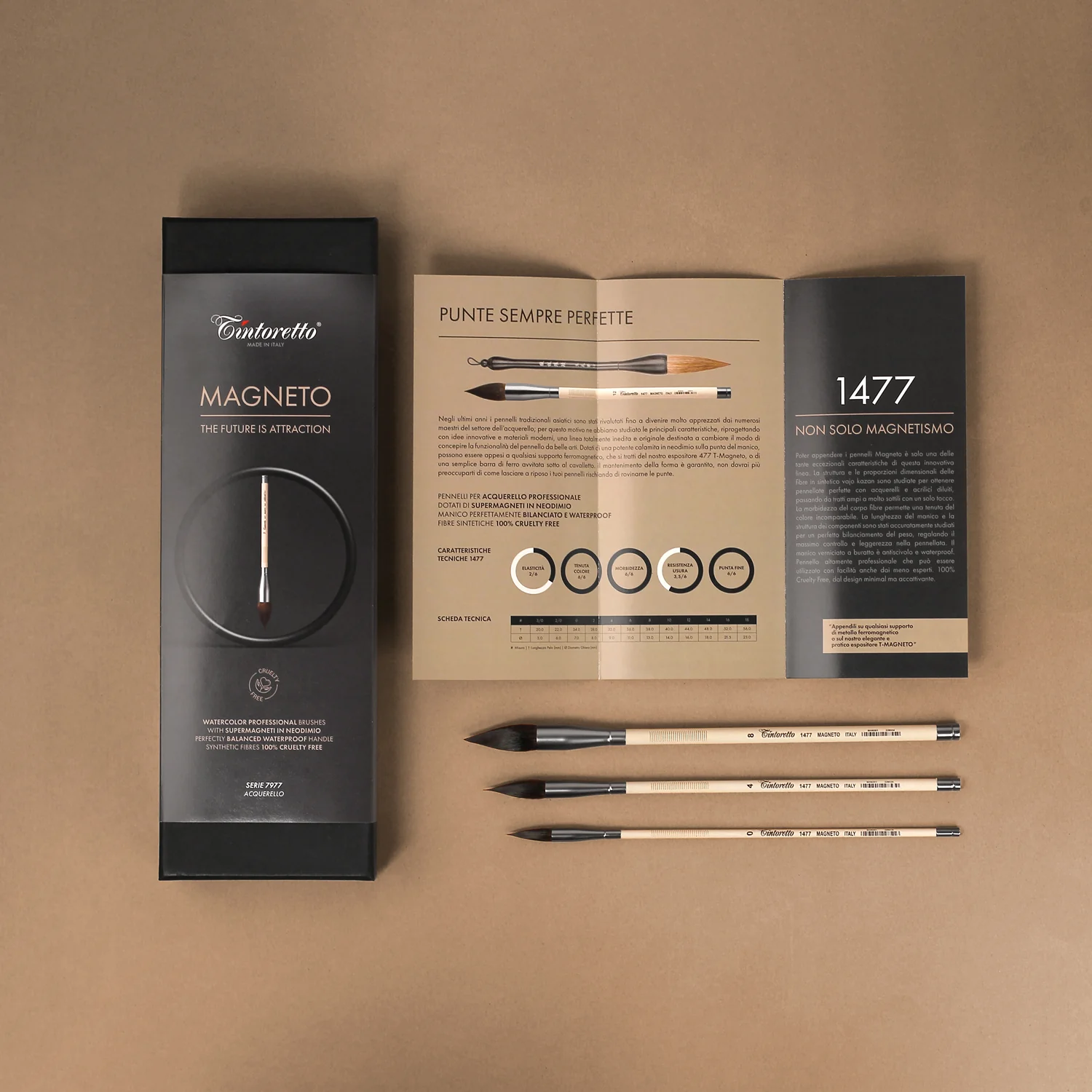 Tintoretto Magneto Watercolour Brush Gift Set (Sizes 0, 4, 8) - Image 4