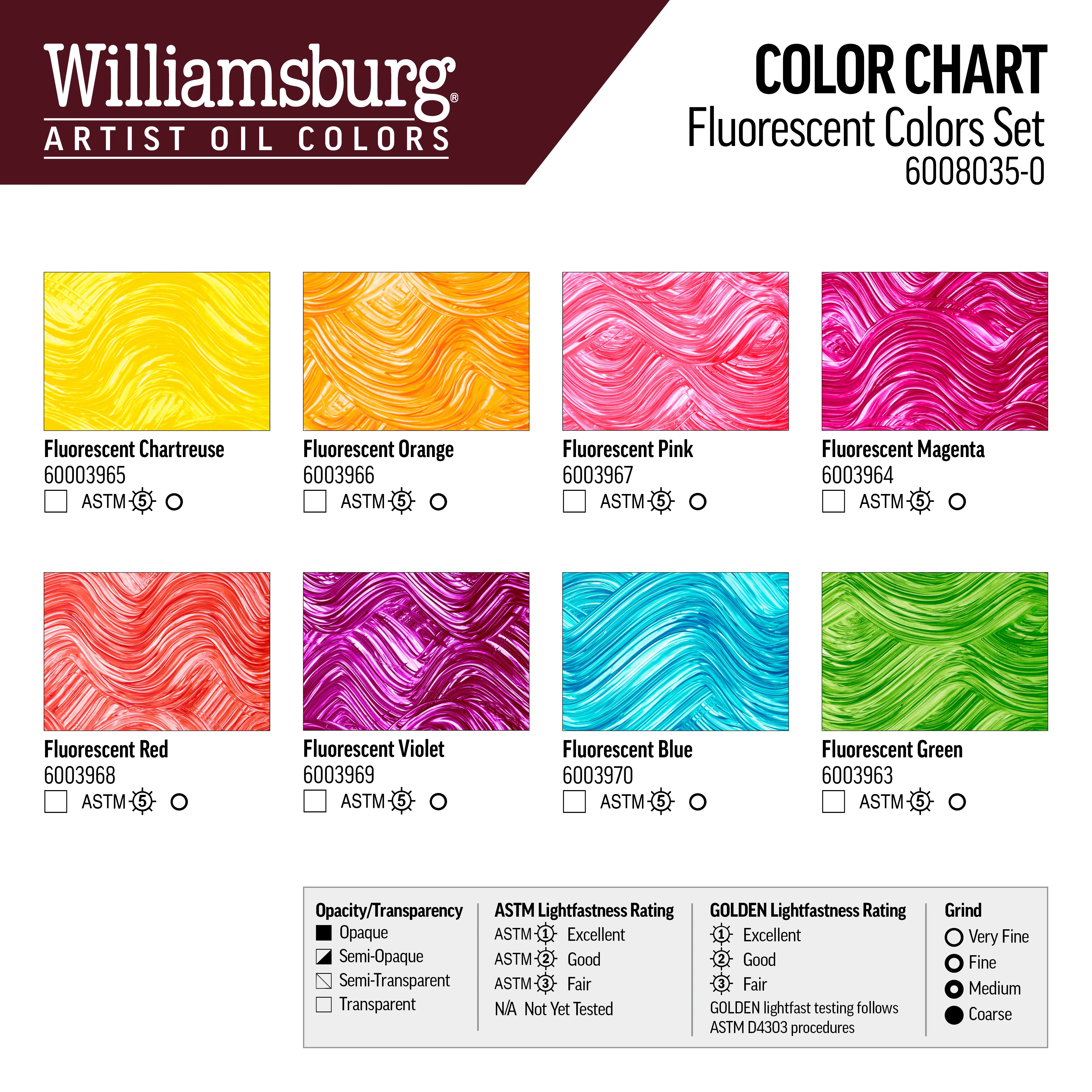 Williamsburg Oils - Fluorescent Colors Set of 8 x 22ml - Image 5