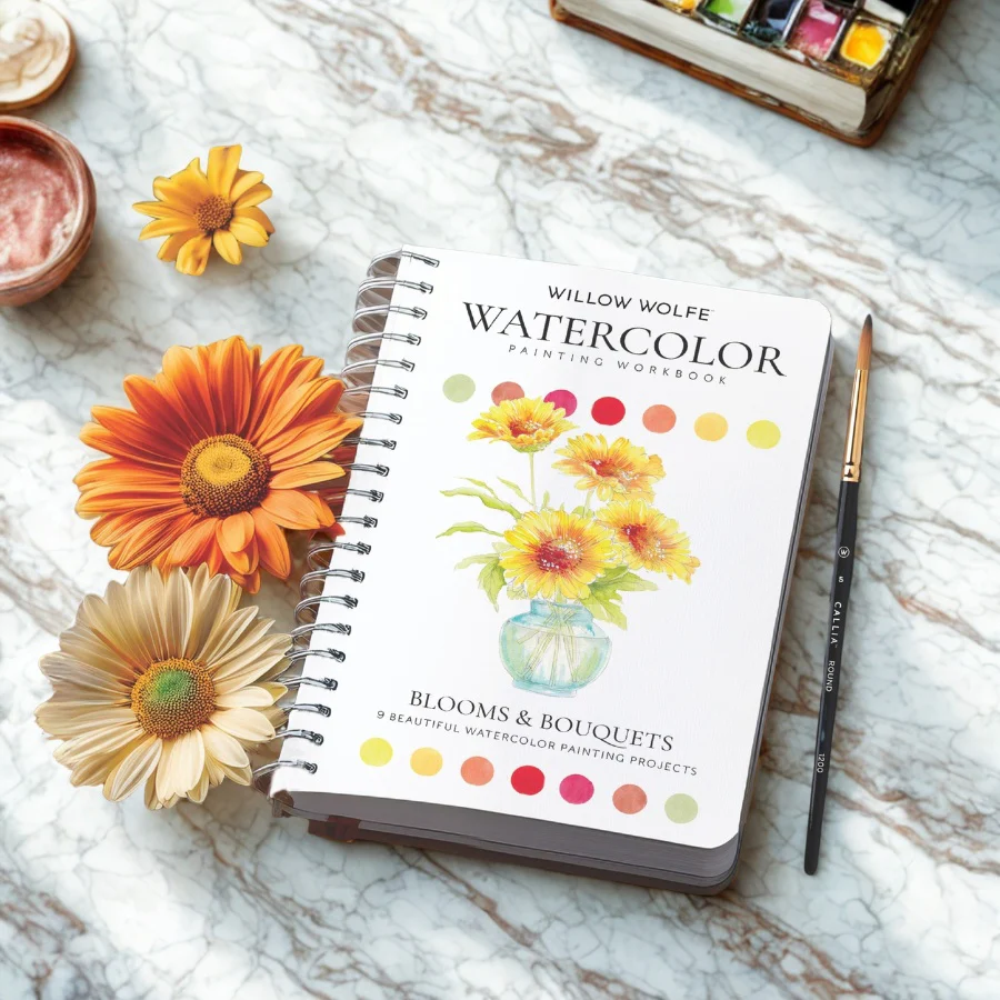 Willow Wolfe Watercolor Workbook - Blooms & Bouquets - Image 2