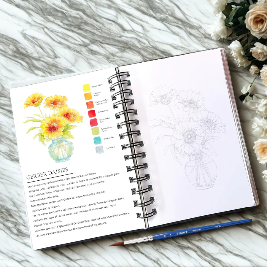 Willow Wolfe Watercolor Workbook - Blooms & Bouquets - Image 4