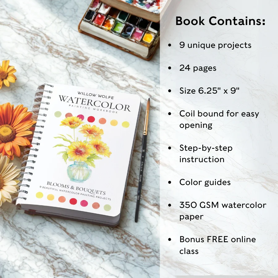 Willow Wolfe Watercolor Workbook - Blooms & Bouquets - Image 5