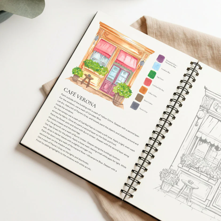 Willow Wolfe Watercolor Workbook - Cozy Cafes - Image 2