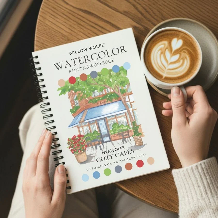 Willow Wolfe Watercolor Workbook - Cozy Cafes - Image 5