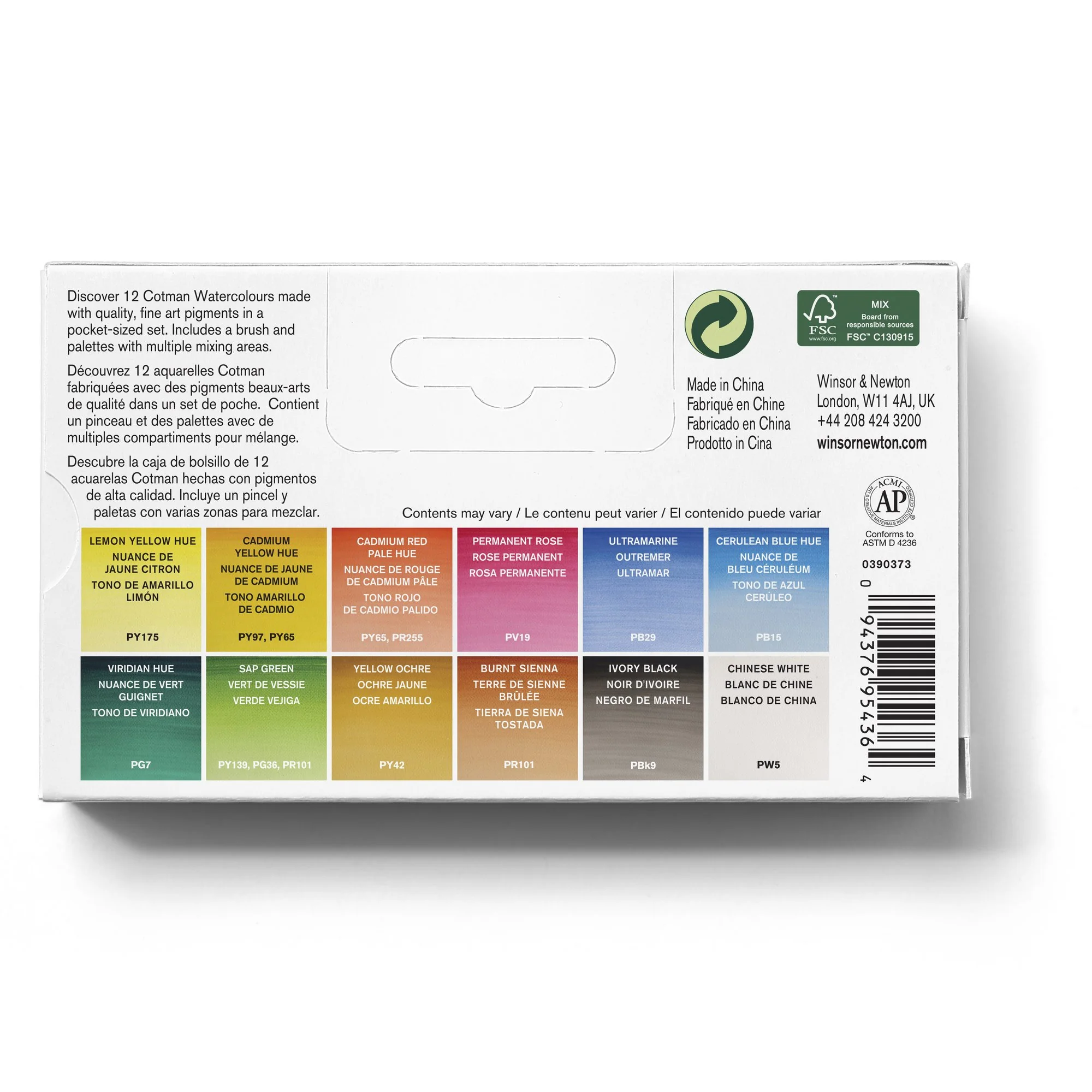 Winsor & Newton Cotman Watercolour Palette Pocket Pan Box 13 Piece Set - Image 6