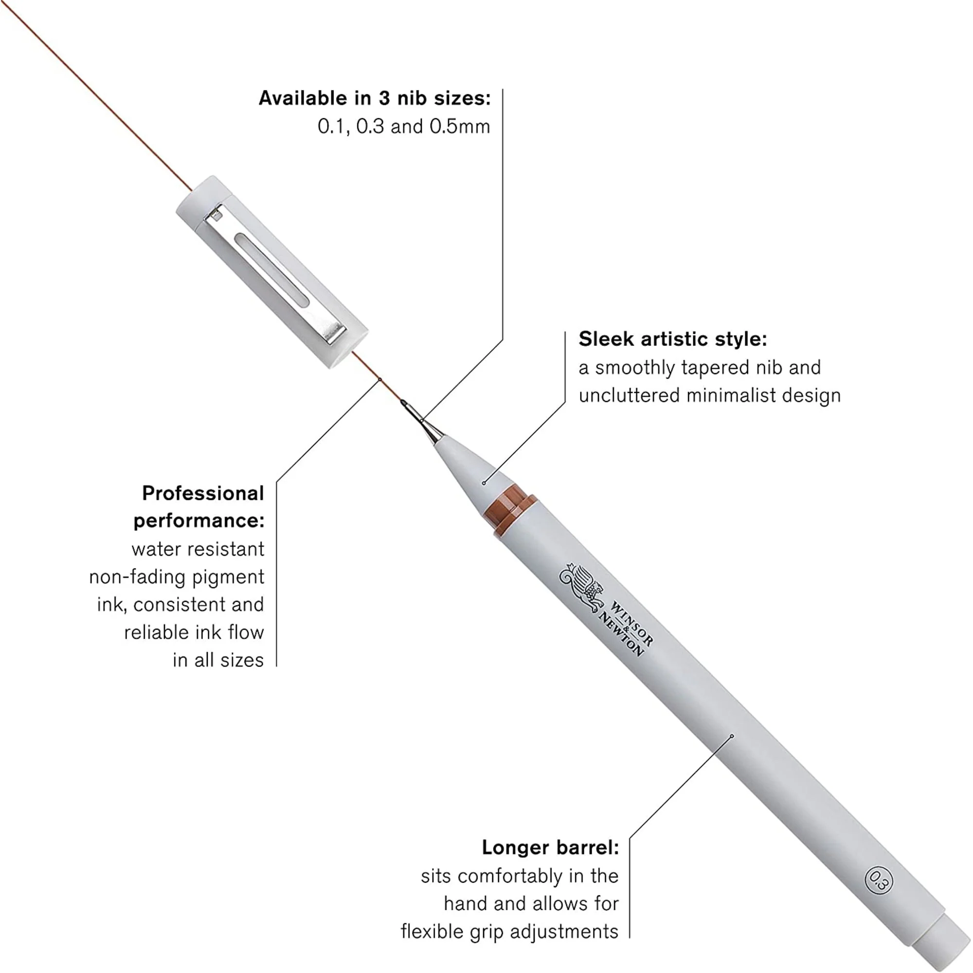 Winsor & Newton Fineliner Pens - Sepia - Image 4