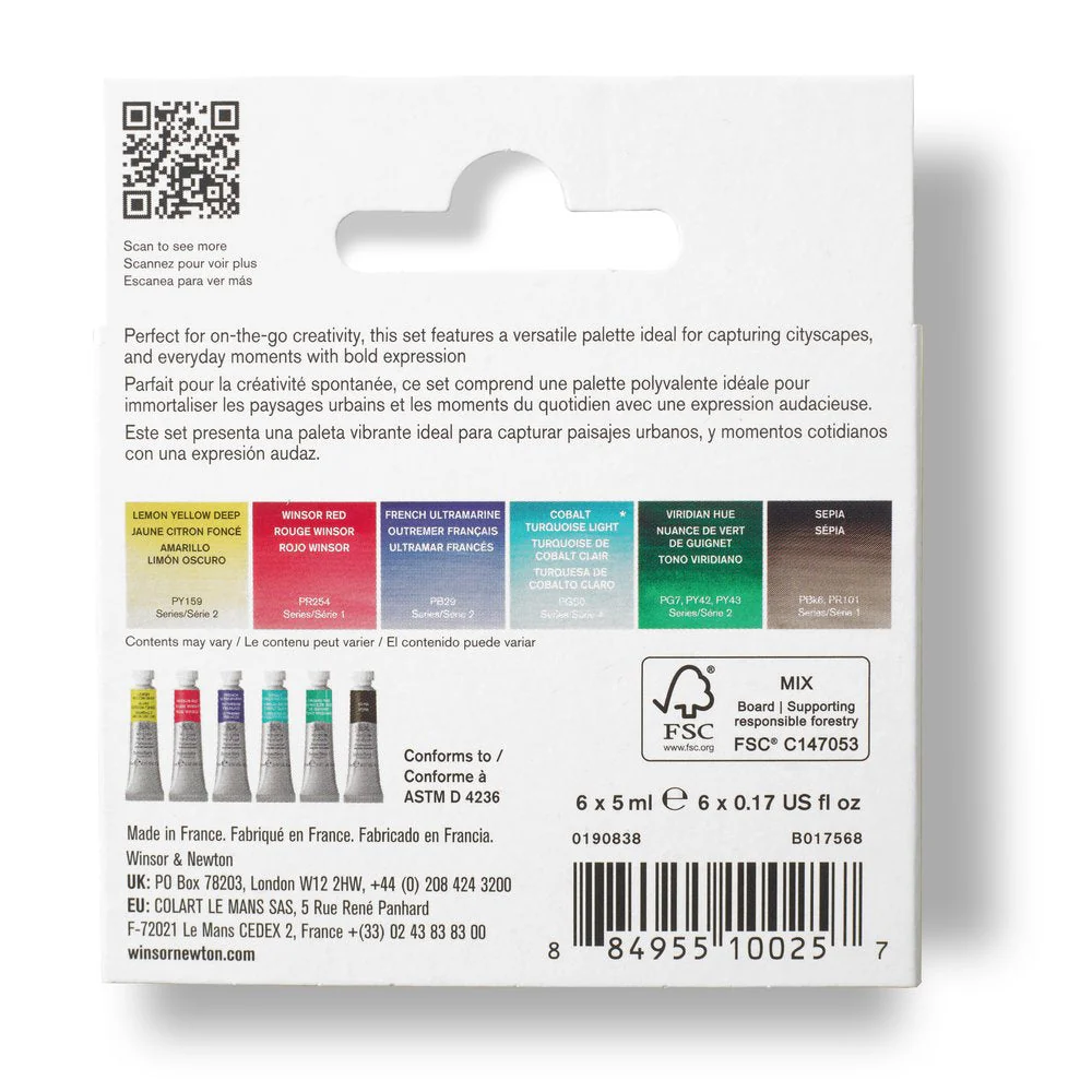 Winsor & Newton Professional Watercolour Urban Sketching Colours Tube Set of 6 - Image 8