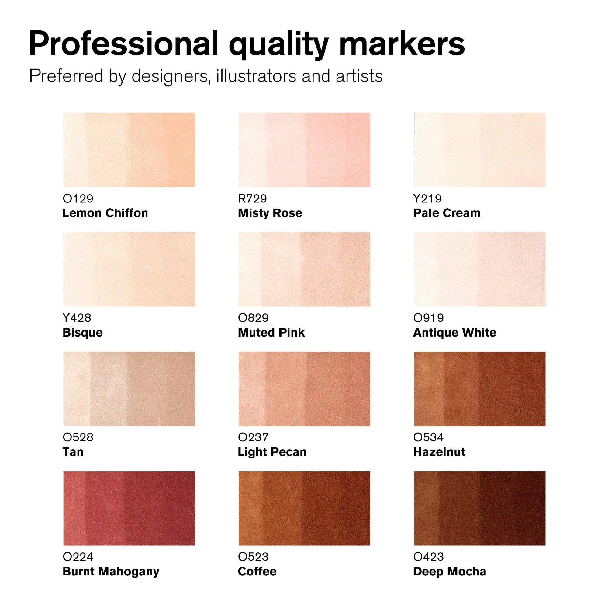 Winsor & Newton Promarker Set of 12 Skin Tones - Image 2